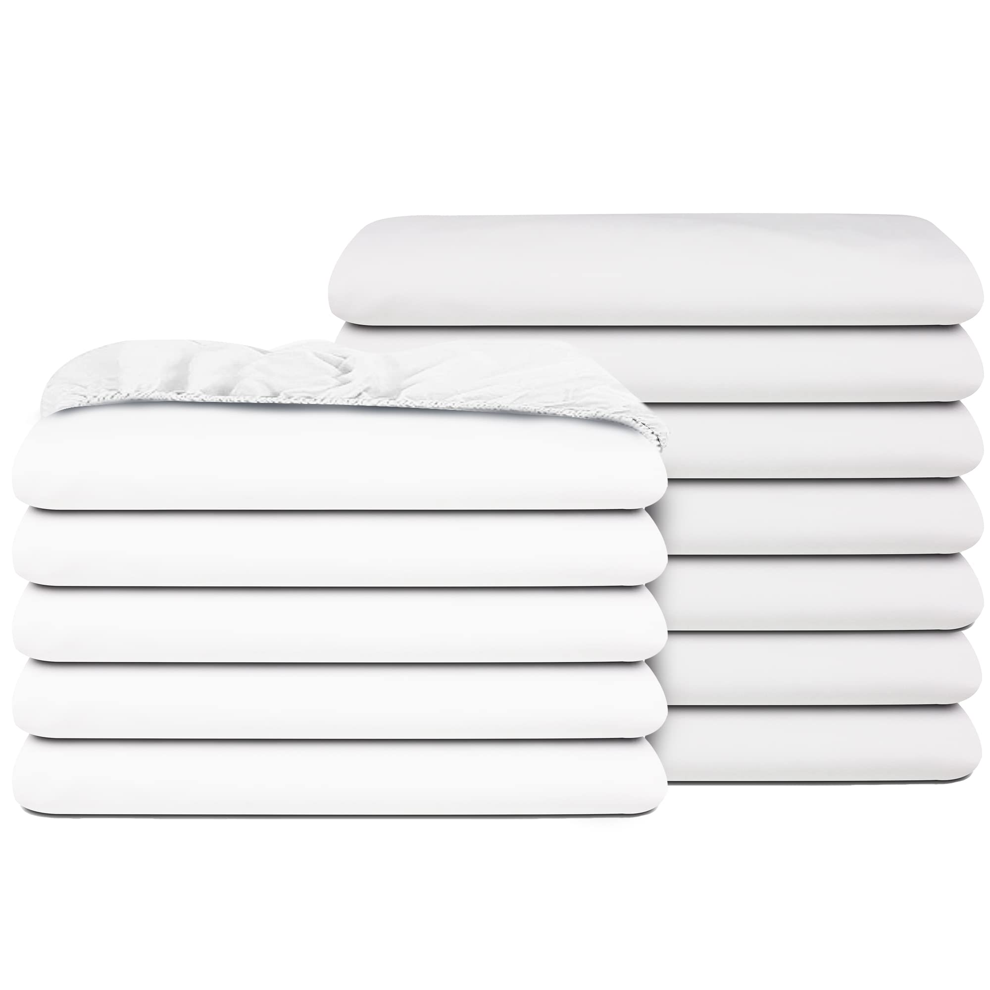12-Pack White Fitted Sheets - 200 Thread Count Poly-Cotton Blend, Hotel Quality & Durable Bedding Set - Premium Comfort for Twin Beds - Perfect for Guest Rooms, Dorms, and Vacation Homes by Pacific Linens