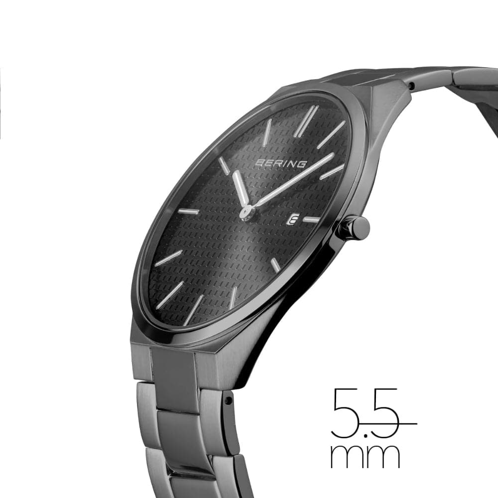 Bering Ultra Slim Black Dial Stainless Steel Strap Men's Watch 17240-777 | Luxury Minimalist Dress Watch for Business & Formal Occasions
