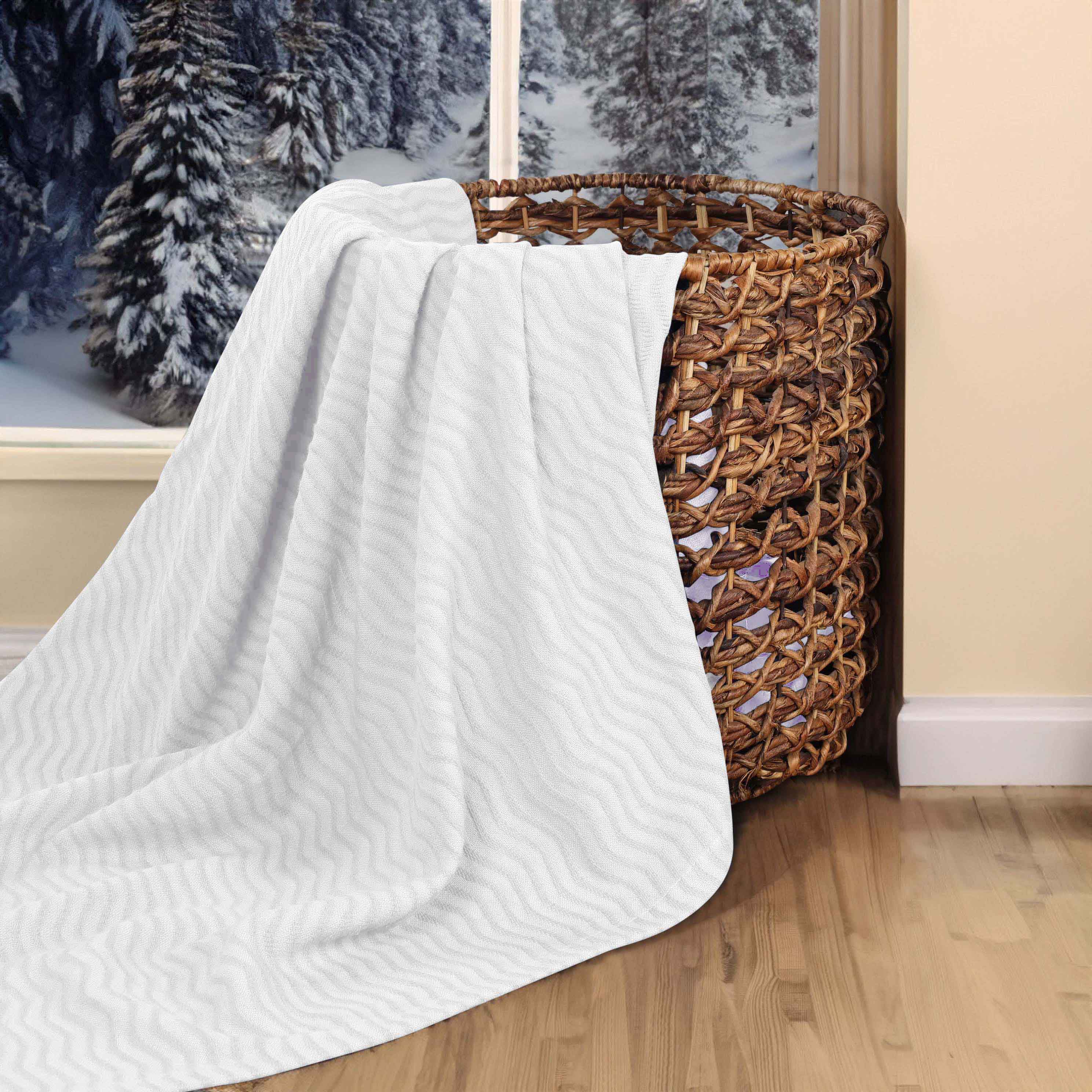 Jena Cotton Textured Chevron Lightweight Woven Blanket - Soft & Breathable Throw for Sofa, Bed & Outdoor Use - Cozy Home Decor & Picnic Essential