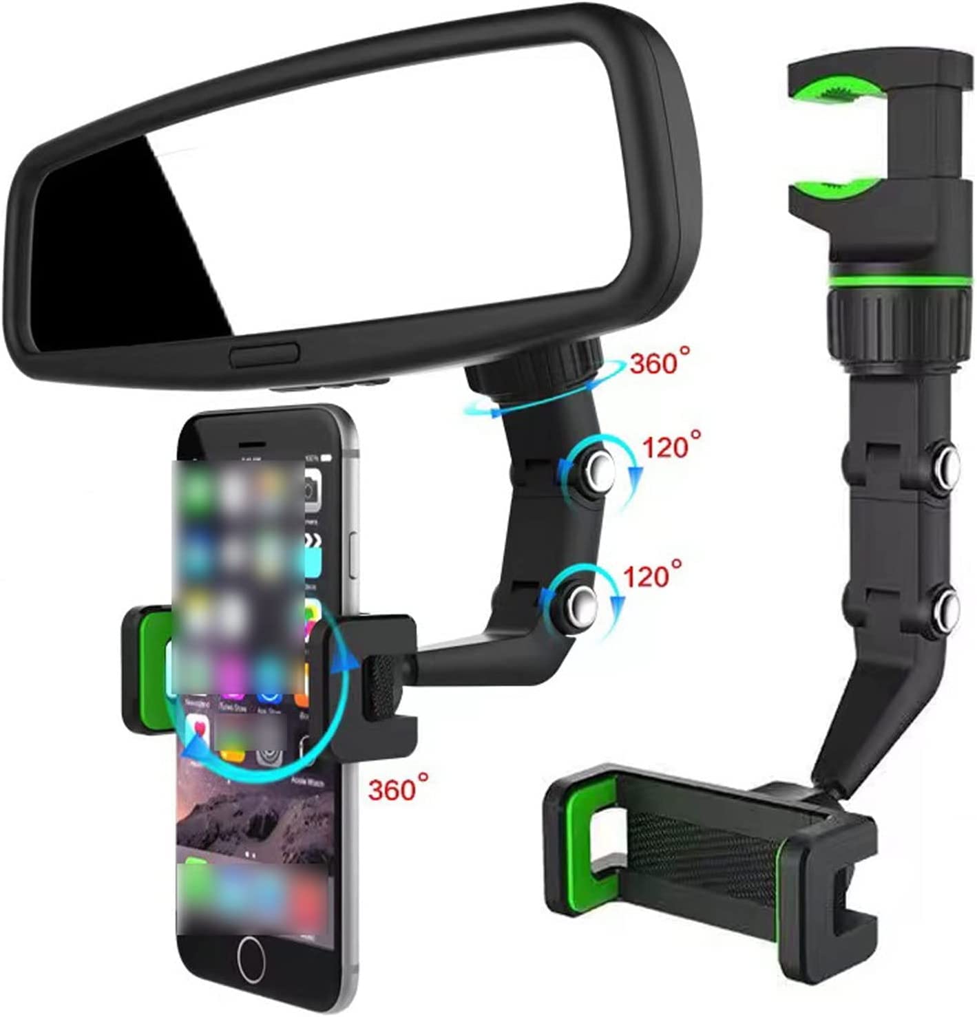 Rotato Grip Universal 360° Adjustable Car Phone Holder - Auto Mirror Mount for iPhone, Samsung & Smartphones - Perfect for GPS Navigation & Hands-Free Driving