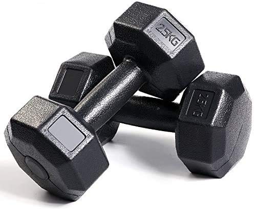 LSYOA 10kg Octagon Weight Dumbbell Set - Portable Home Gym Equipment for Strength Training & Muscle Toning | Perfect for Home Workouts, Gym Fitness & Cross Training (Black)