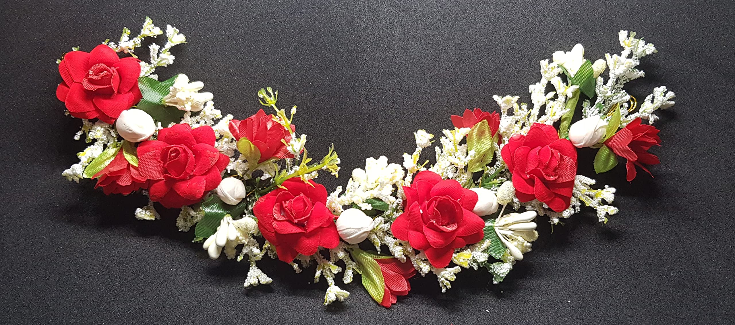 ANVIK Red Rose Hair Bun Gajra - Elegant Bridal Wedding Hair Accessories for Women | Perfect for Bridal Parties, Weddings, and Special Occasions