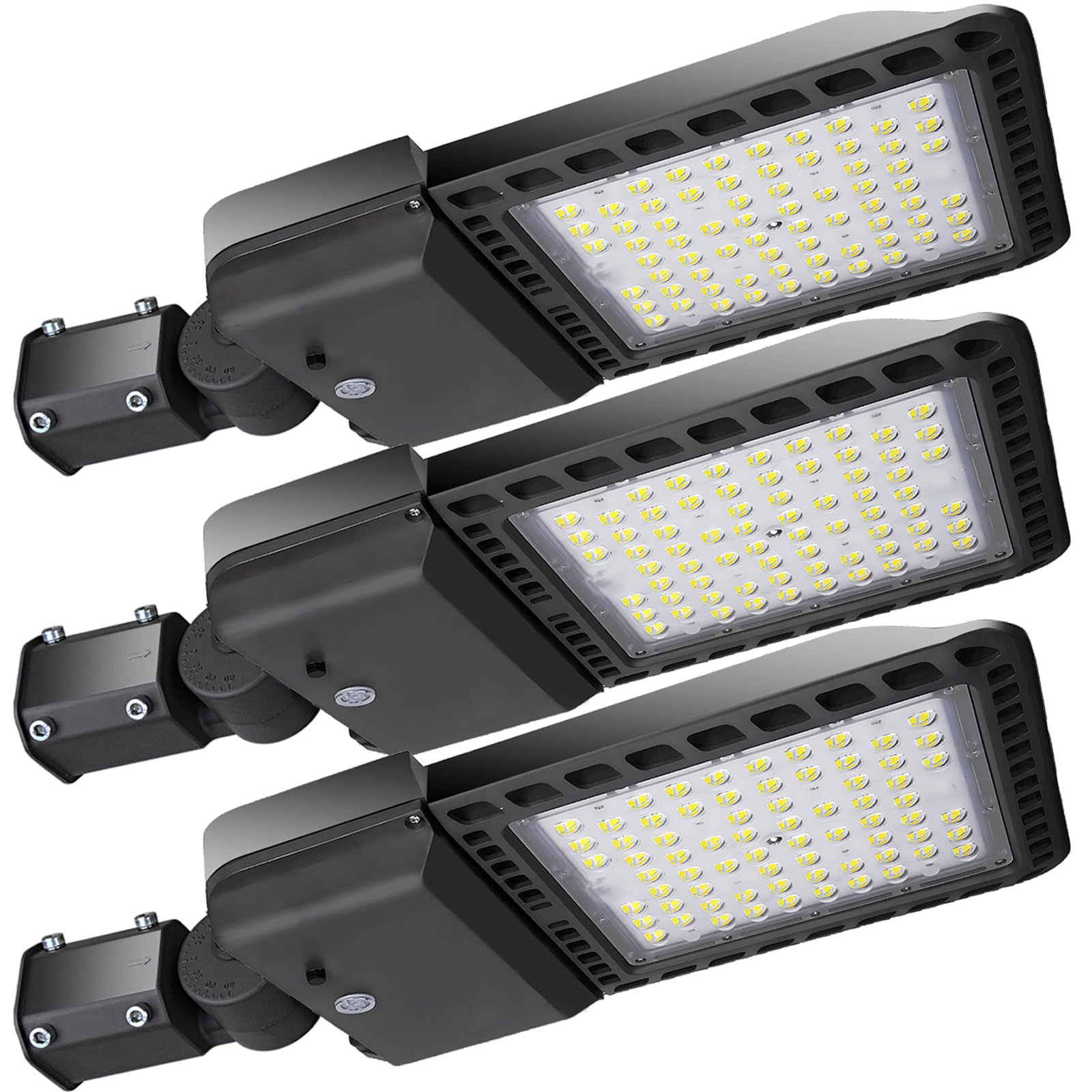 3 Pack 300W LED Parking Lot Lights Outdoor with Dusk to Dawn Sensor - 39000LM 5000K Waterproof Shoebox Pole Lights - IP65 Commercial Security Lighting for Streets, Driveways, Sports Fields & Parking Areas - ETL Certified - Perfect for Illuminating Large Outdoor Spaces Safely