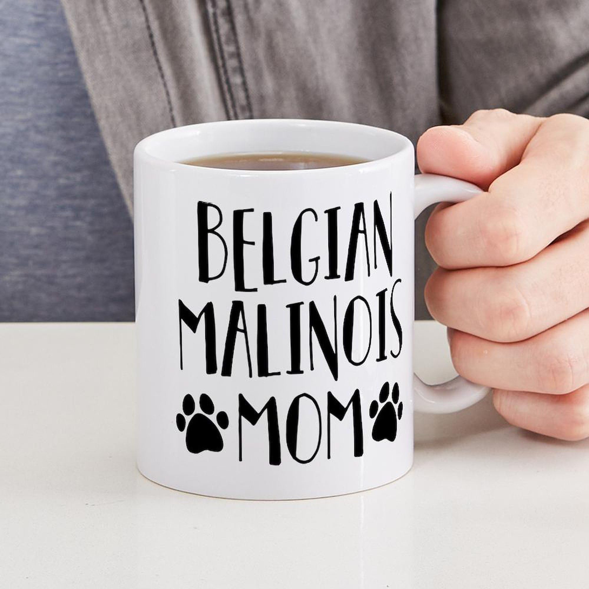 Belgian Malinois Mom 11 oz Ceramic Coffee Mug - 325 ml White Coffee Cup for Dog Lovers, Perfect for Home, Office & Gifts