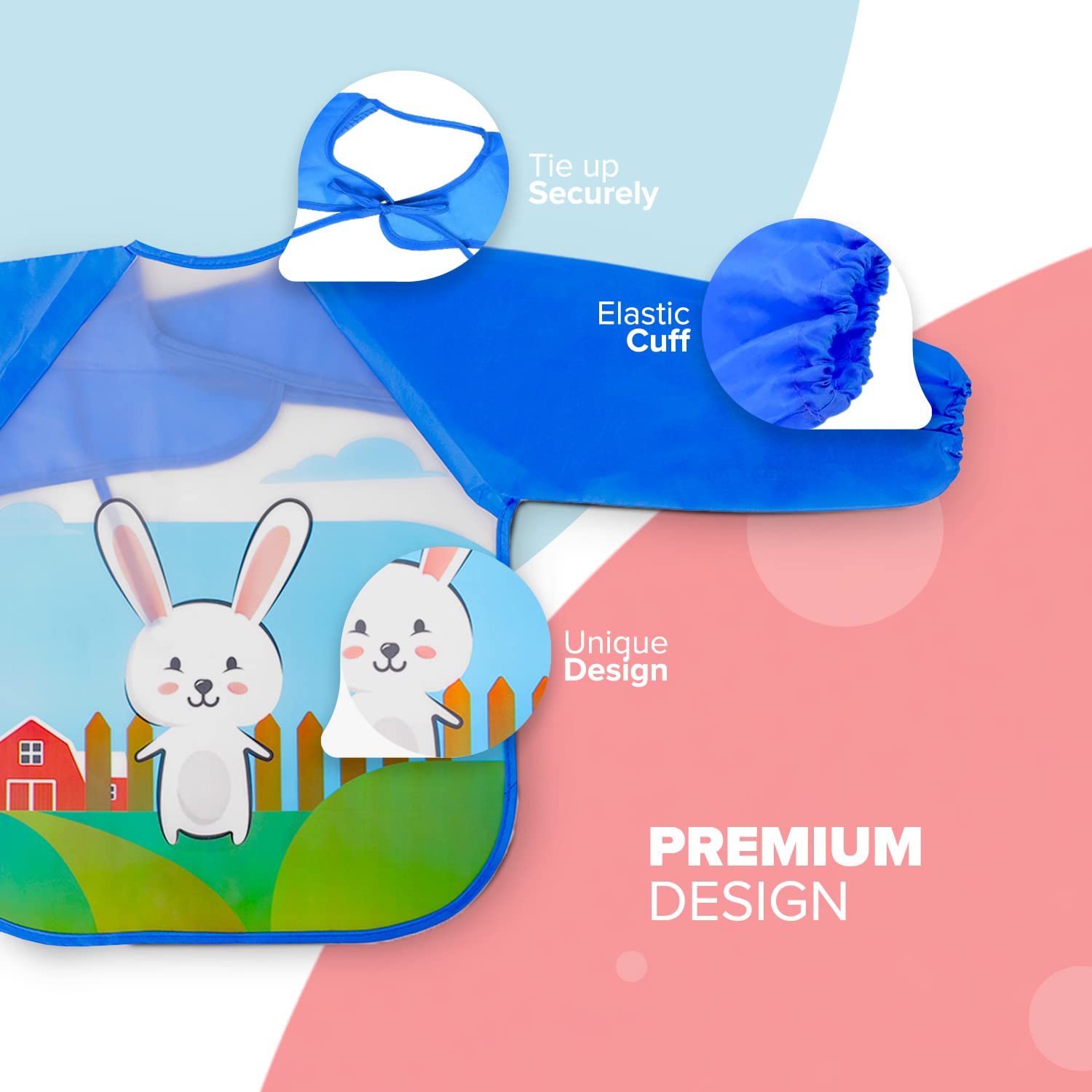 Kidoola Baby Feeding Bibs 4pk - Waterproof Long Sleeve Apron for Infants 6-36 Months | Unisex Weaning Bib with Plastic Coating | Easy Clean for Food, Grease & Drool Protection | Perfect for Messy Meals & Toddler Self-Feeding