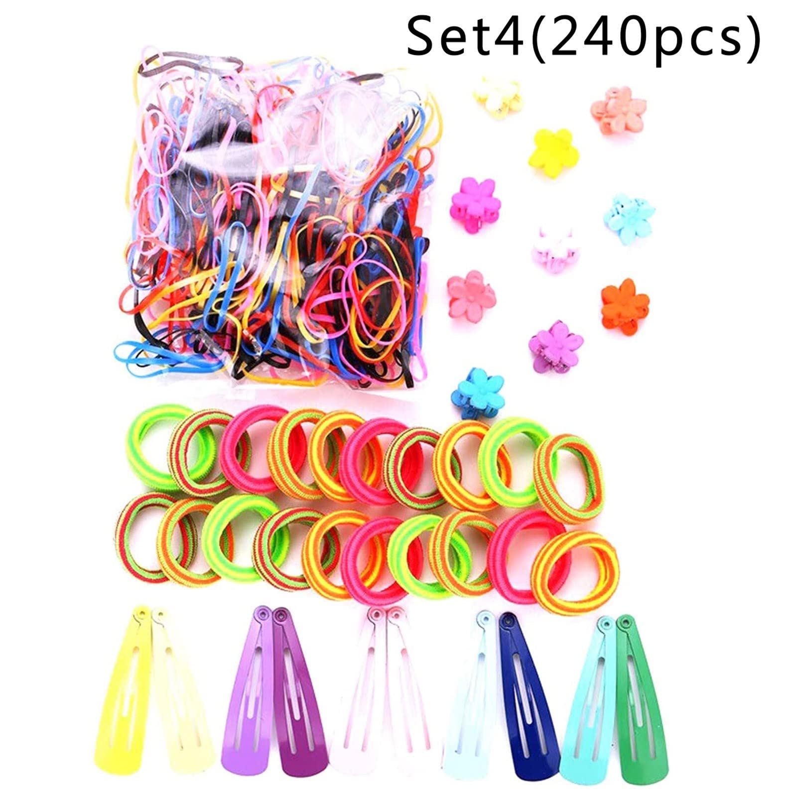 Cute Girls Hair Accessories Set - 130/240/500/780 Pcs Hair Ties, Bands & Pins in Candy Colors for School, Party & Everyday Styling