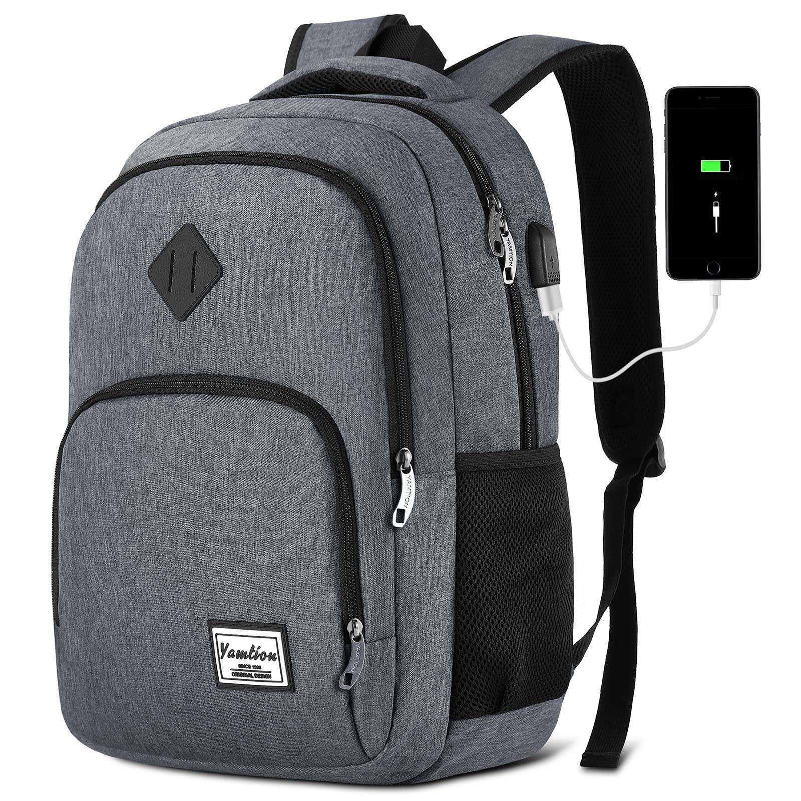 15.6 Inch Laptop Backpack with USB Charging Port - Waterproof Travel Backpack for Men & Women, Durable School Bookbag for College Students & Professionals - Perfect for Business, Work, Commuting & Daily Use