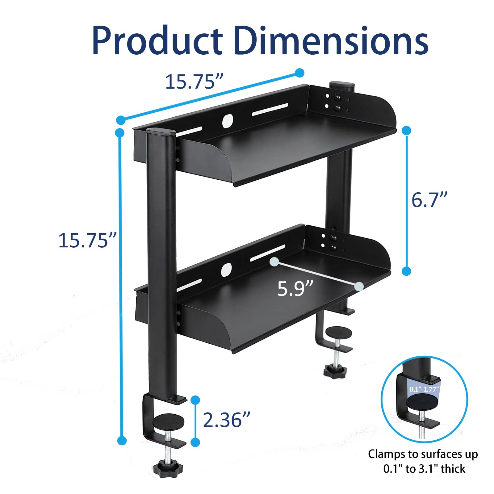 Adjustable 2-Tier Desk Shelf Organizer with Metal Tray - Perfect for Office & Gaming Setup