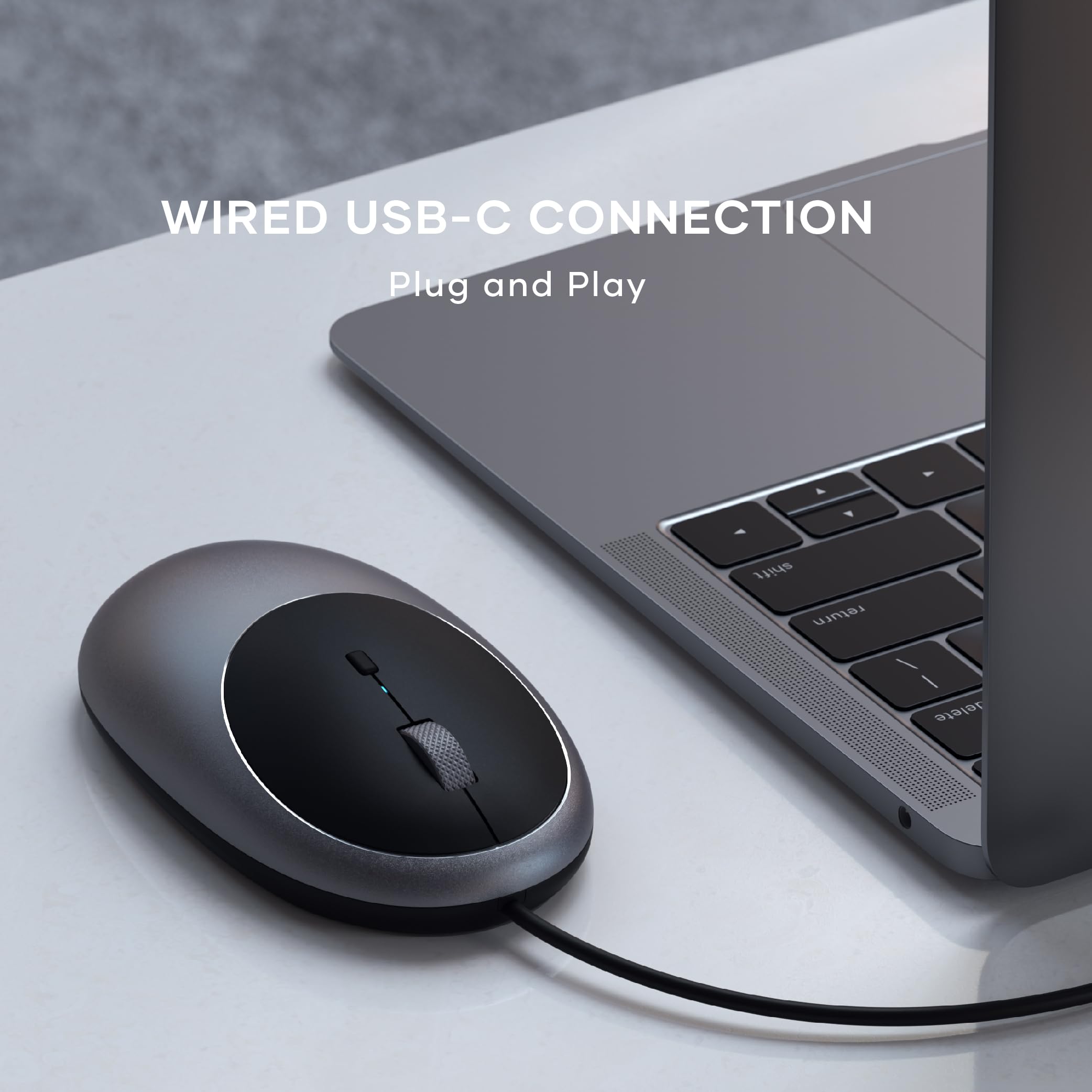 Satechi Slim W3 Wired Keyboard & Aluminum C1 Wired Mouse Bundle - USB C Backlit Keyboard with Adjustable DPI Mouse for MacBook Pro/Air, iPad Pro/Air, iMac, PC Laptops & Desktops - Perfect for Home Office, Gaming & Productivity Workstations