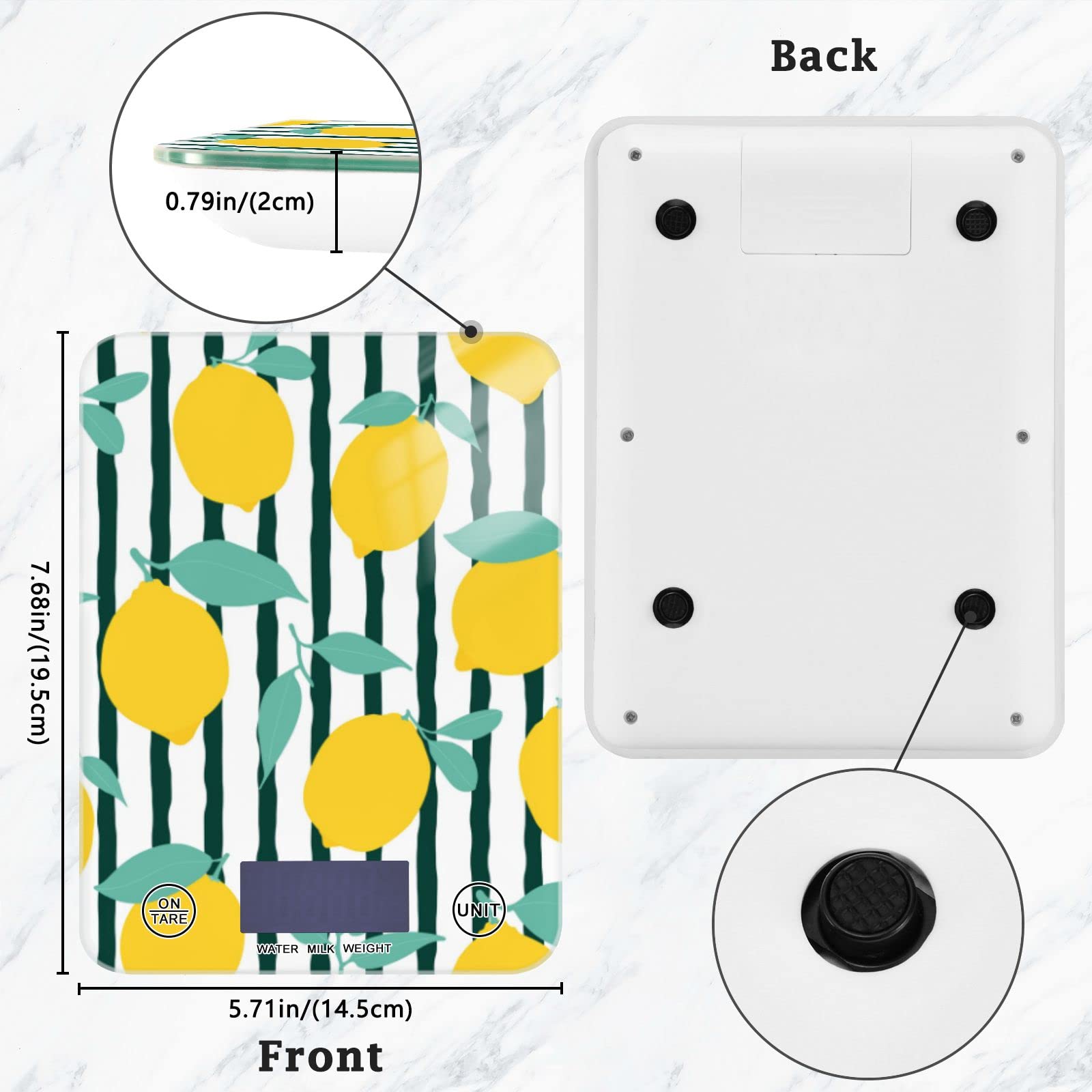 **Waterproof Digital Kitchen Scale - Lemon Fruit Design, Measures in Ounces & Grams, Perfect for Baking, Cooking & Food Prep**    *(Use Cases: Ideal for home kitchens, baking recipes, meal prep, portion control, and dietary tracking.)*