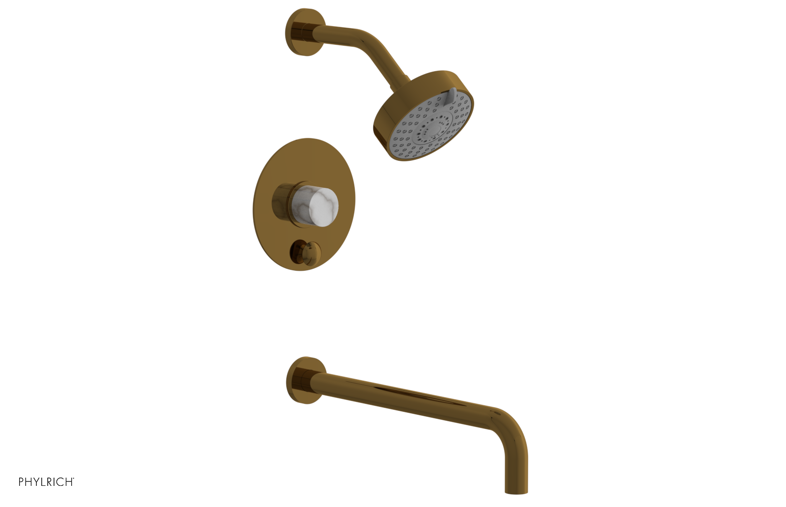 BASIC II 14 Pressure Balance Tub and Shower Faucet Set - White Marble Finish for Bathroom & Shower Installation (Model 230 28 14) | Perfect for Modern Home Renovation & Spa-Like Experience