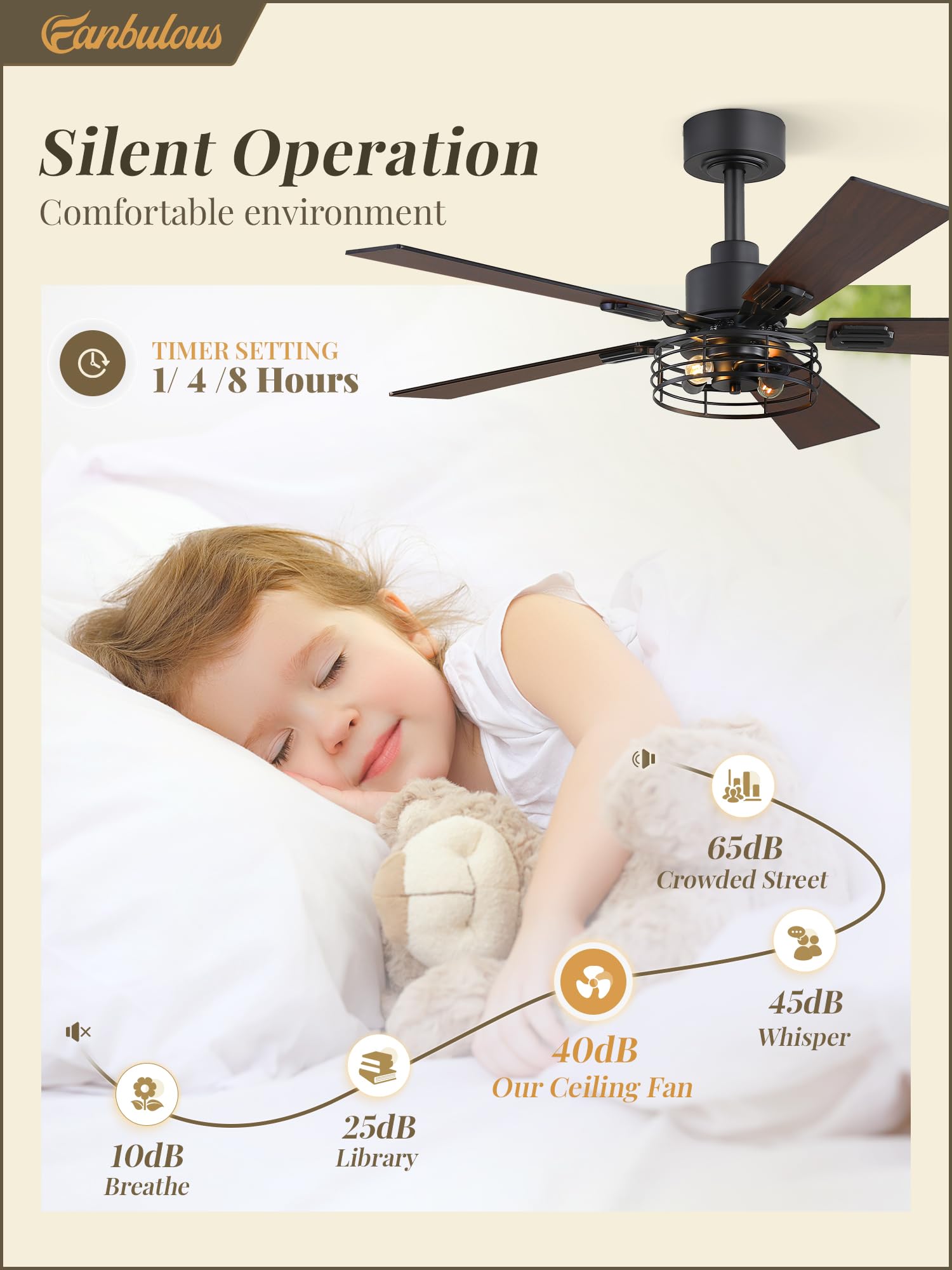 2 Pack Black Industrial Caged Ceiling Fan with Light - 42 Inch Farmhouse Style Rustic Ceiling Fan with 5 Double-Sided Blades - Perfect for Bedroom, Living Room, Patio & Indoor Outdoor Use