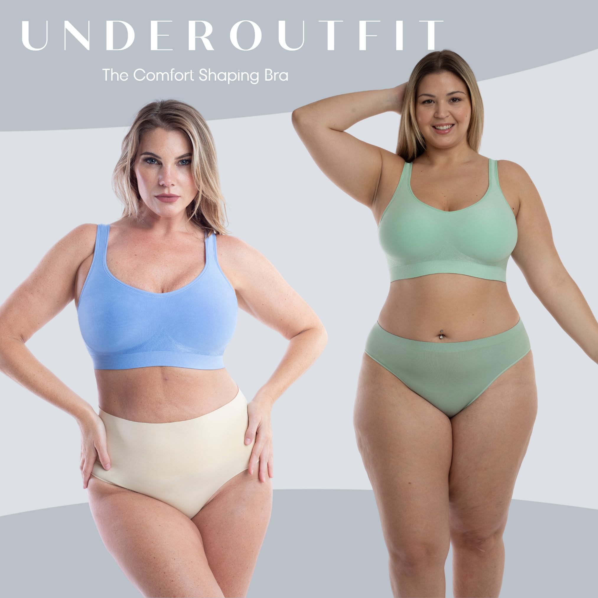 Underoutfit Wireless Comfort Bras for Women - Seamless Support for Everyday Wear - Small to Plus Sizes - Perfect for Work, Yoga & Lounge
