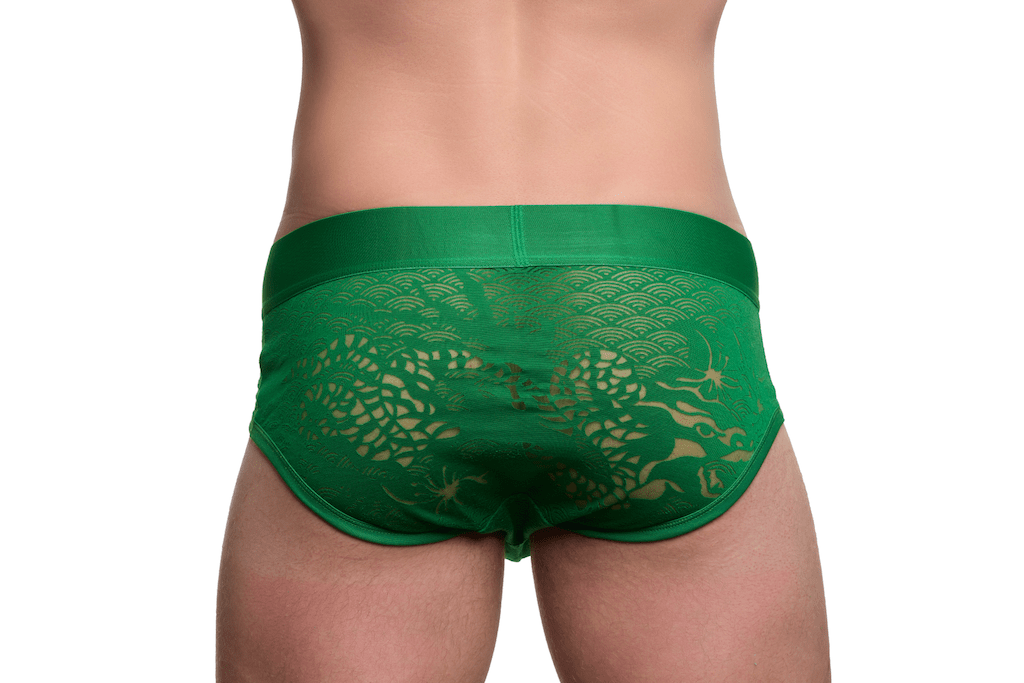 Dragon Burnout Green Brief - Soft & Comfortable Men's Underwear for Daily Wear, Workout, and Lounge
