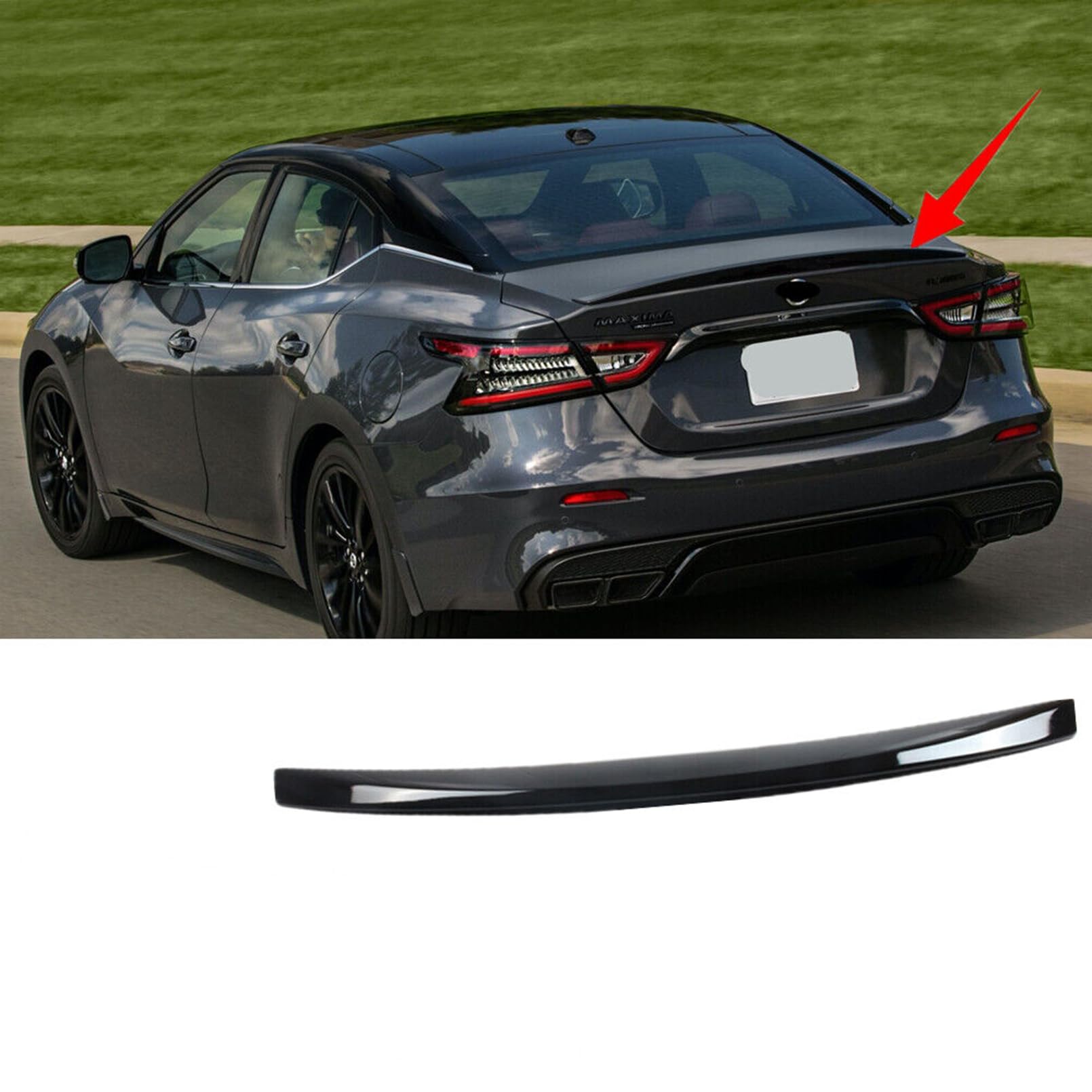 Black Rear Spoiler Wing Trunk Lip for 2016-2023 Nissan Maxima S/SV/SL/SR - Sedan Exterior Accessories | Enhance Style & Aerodynamics for Street Racing & Car Shows
