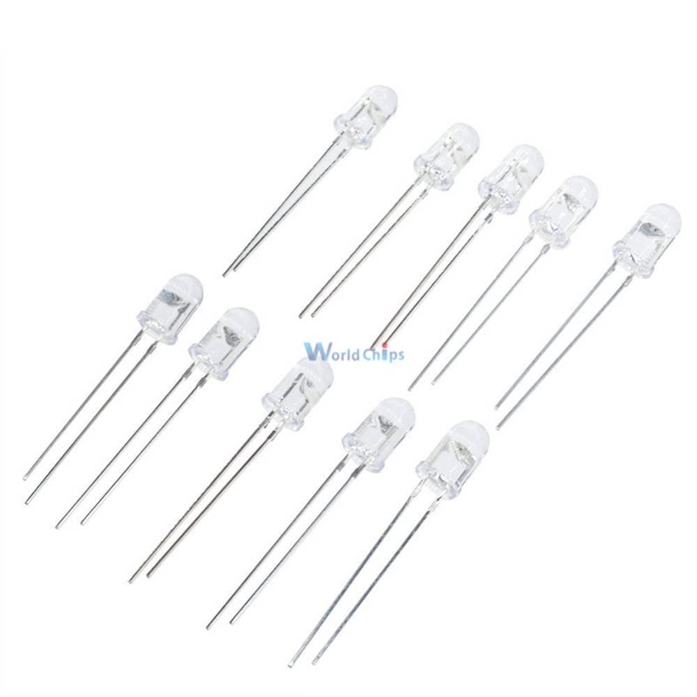 10Pcs 5mm 850nm IR Infrared LED Lamps for Night Vision Security Cameras, CCTV Systems, and DIY Electronics Projects