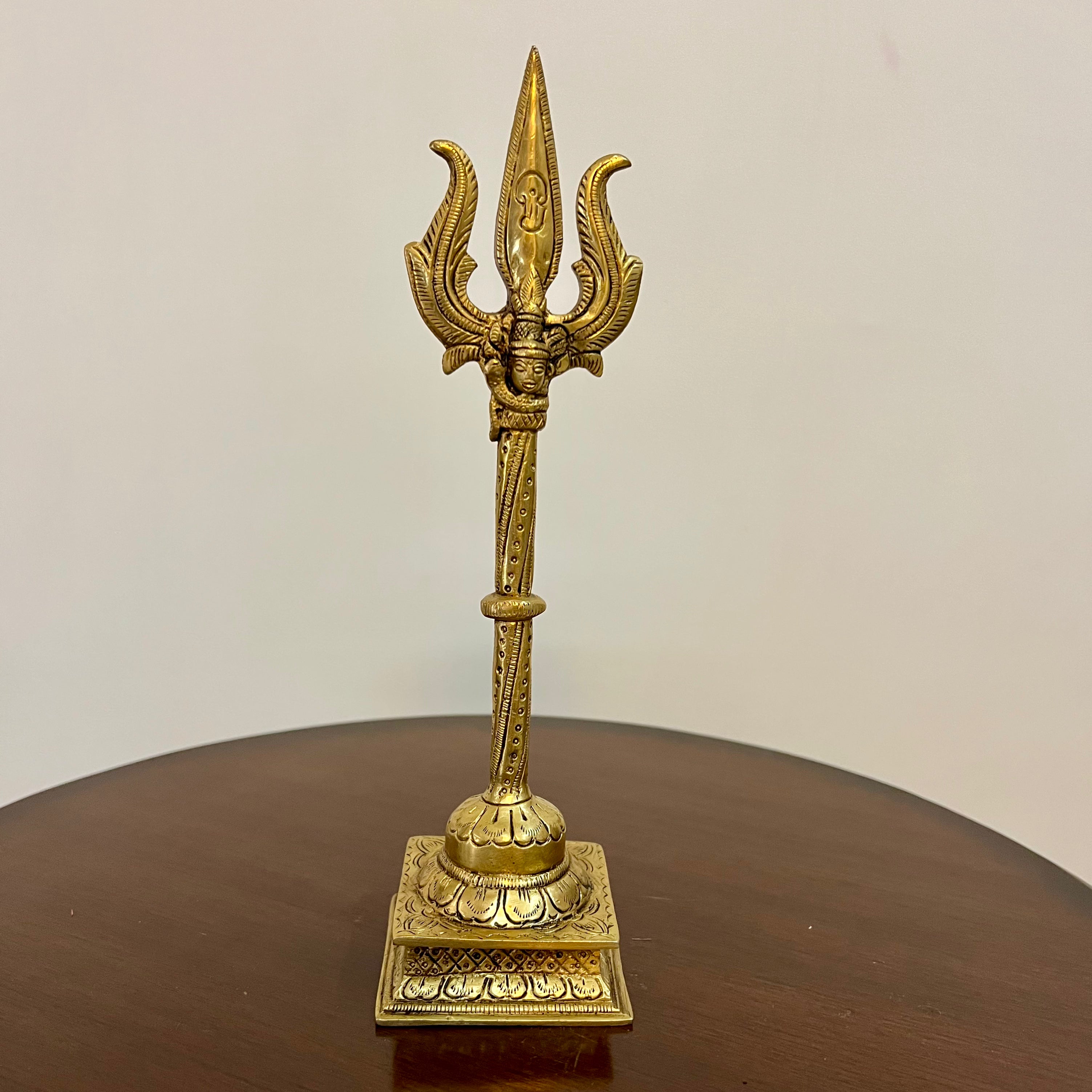 11 Inch Brass Trishul - Lord Shiva Religious Pooja Decor for Home Altar, Hindu Temple Decorations, Spiritual Gift & Meditation Space Enhancement