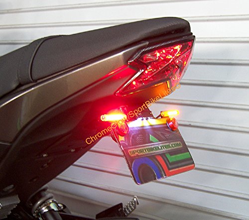 Kawasaki Z125 Pro LED Fender Eliminator Kit with Red Turn Signals & Clear Lens - High Visibility LED Flasher Relay for Motorcycle Safety - Perfect for Street Bikes, Custom Builds & Night Riding