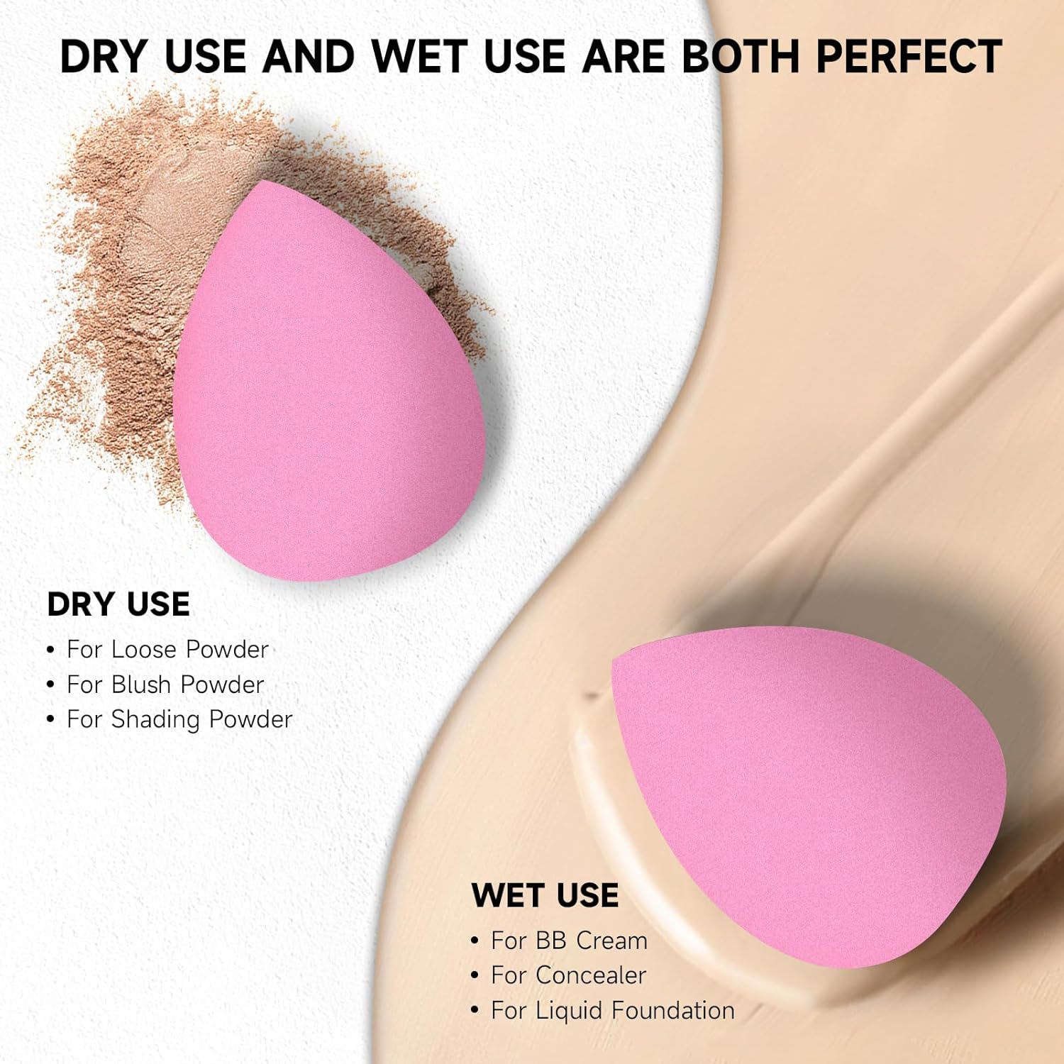 FACEMADE 6 Pcs Makeup Sponges Set - Latex Free Beauty Blenders for Liquid Foundation & Concealer - Multiple Colors - Perfect for Flawless Makeup Application & Blending