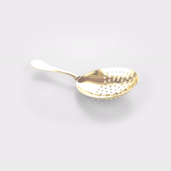 Bar Lux Gold Plated Stainless Steel Julep Strainer - 6.5 Inch Cocktail Tool for Mint Julep & Whiskey Drinks - Premium Bar Accessories (1 Count)