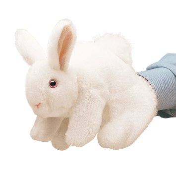 Folkmanis White Bunny Rabbit Hand Puppet - Soft Plush Animal Toy for Kids, Storytelling, and Interactive Play