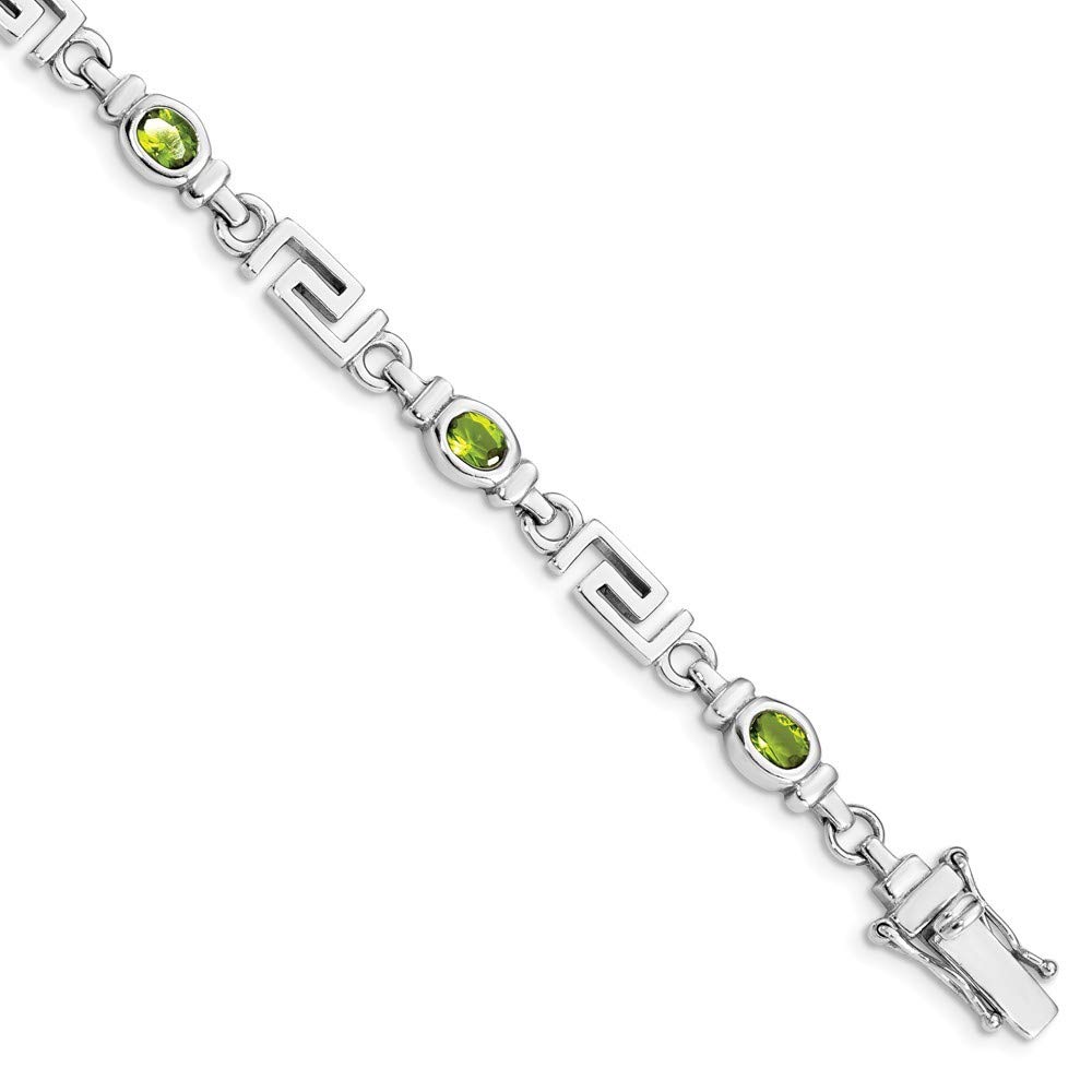 Roy Rose Jewelry Sterling Silver Peridot Bracelet - 7 Inch Adjustable Length for Women, Elegant Green Gemstone Gift for Birthday, Anniversary & Special Occasions | Perfect for Everyday Wear, Parties & Formal Events