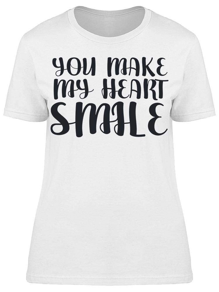 Smartprints 'You Make My Heart Smile' Quote T-Shirt for Women - Cute Casual Graphic Tee for Date Nights, Girlfriend Gifts & Everyday Wear