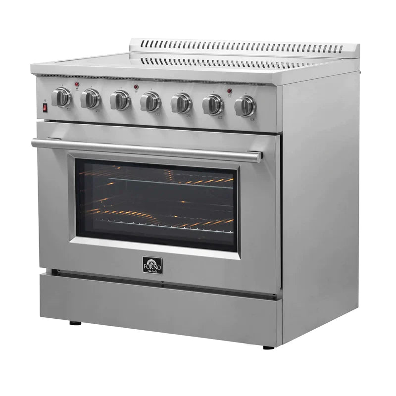 FORNO Galiano 36 Inch Electric Range with Convection Oven - Stainless Steel Built-In Stove FFSEL6083 36 - Perfect for Modern Kitchens & Home Cooking