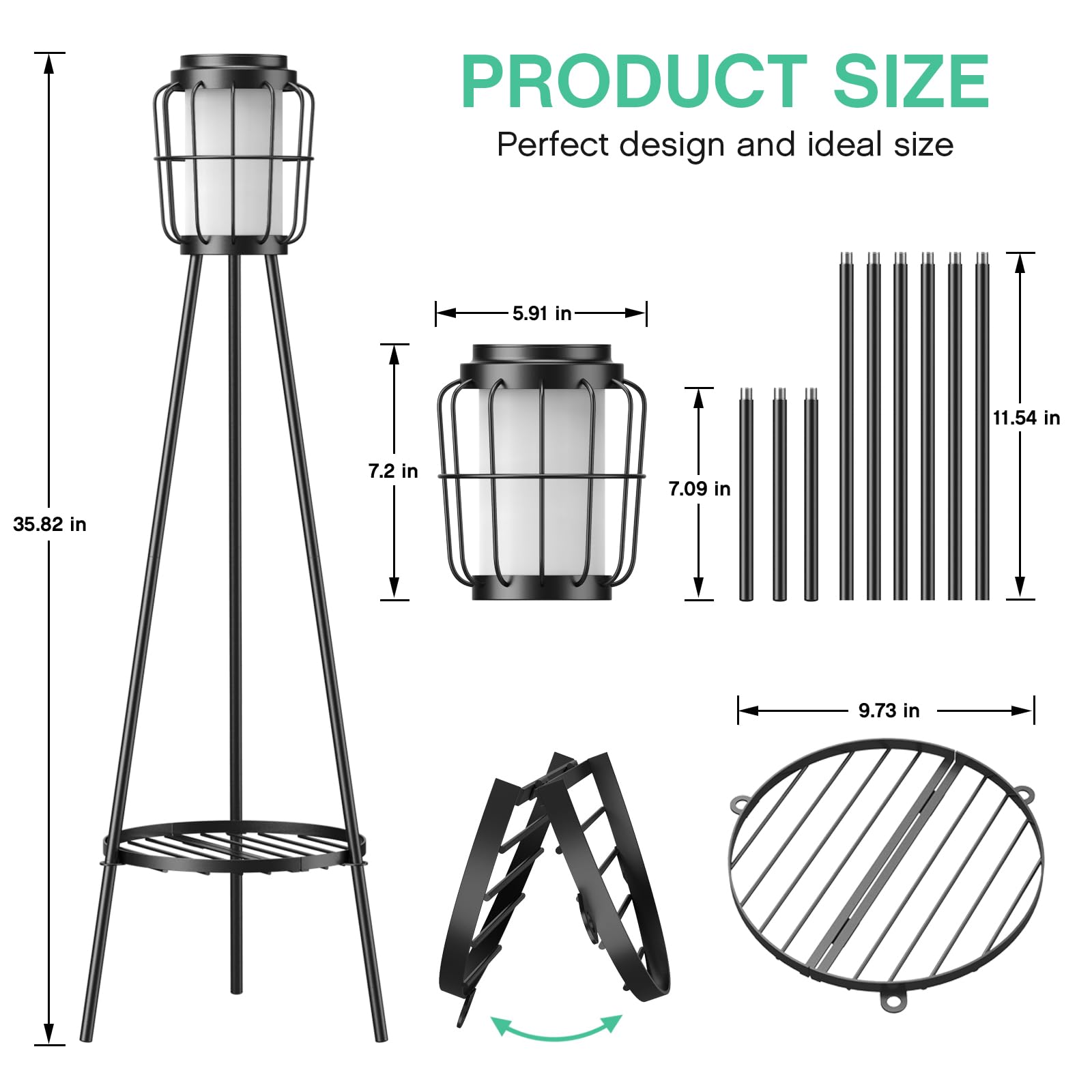 2 Pack Solar Powered Outdoor Floor Lamps with Plant Stand - Waterproof Garden Lights for Patio, Deck, Porch & Yard Decor - Perfect for Evening Gatherings & Landscape Lighting