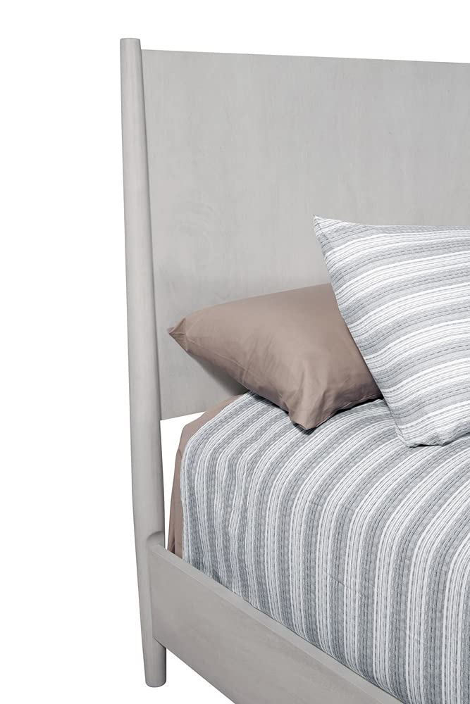 Flynn Mid Century Modern Wood Full Size Panel Bed in Gray - Solid Wood Frame, Minimalist Design for Bedroom & Guest Room Decor