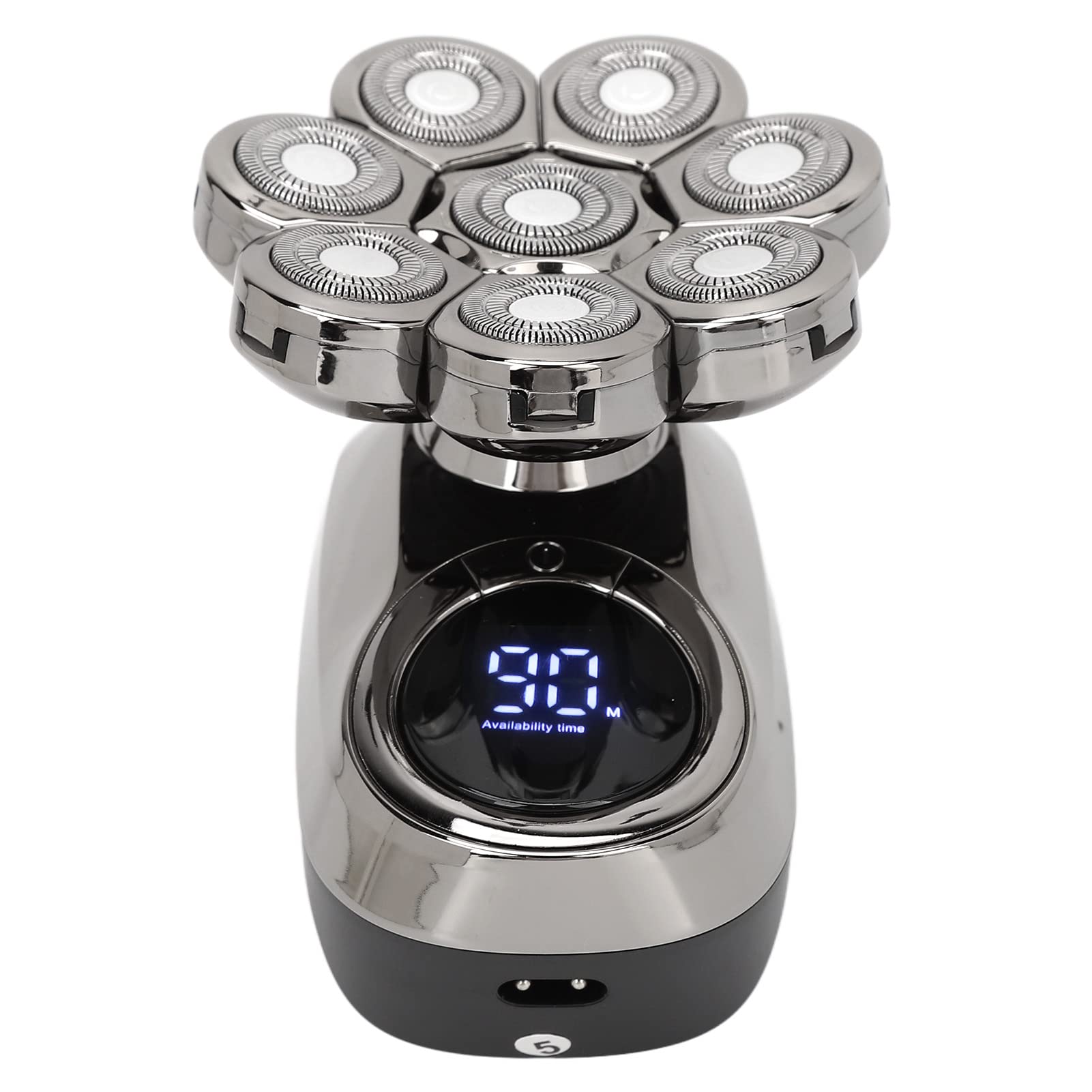 Electric USB Rechargeable Shaver for Men - Multifunction Digital Display with 8 Replacement Blade Heads - Portable Travel Shaver for Home, Office & Gym Use