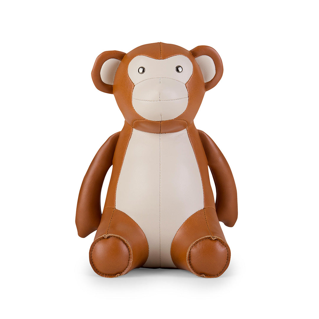 Stylish Faux Leather Monkey Bookends - Set of 2, Decorative Animal Book Holders for Shelves, Desks & Home Office Organization - Perfect for Books, DVDs & Display Decor