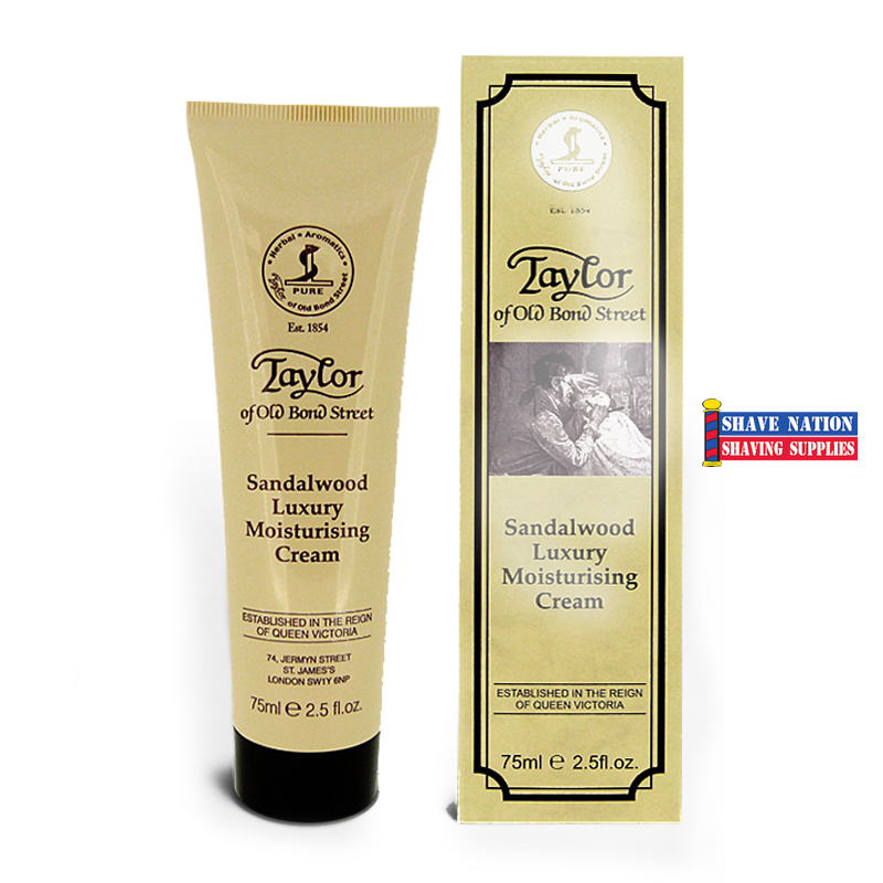 Taylor of Old Bond Street Sandalwood Luxury Moisturising Cream for Men - Premium Shaving & Beard Care - Hydrating & Nourishing Formula for Smooth Skin & Facial Hair - Ideal for Daily Grooming Routine & After Shave Care
