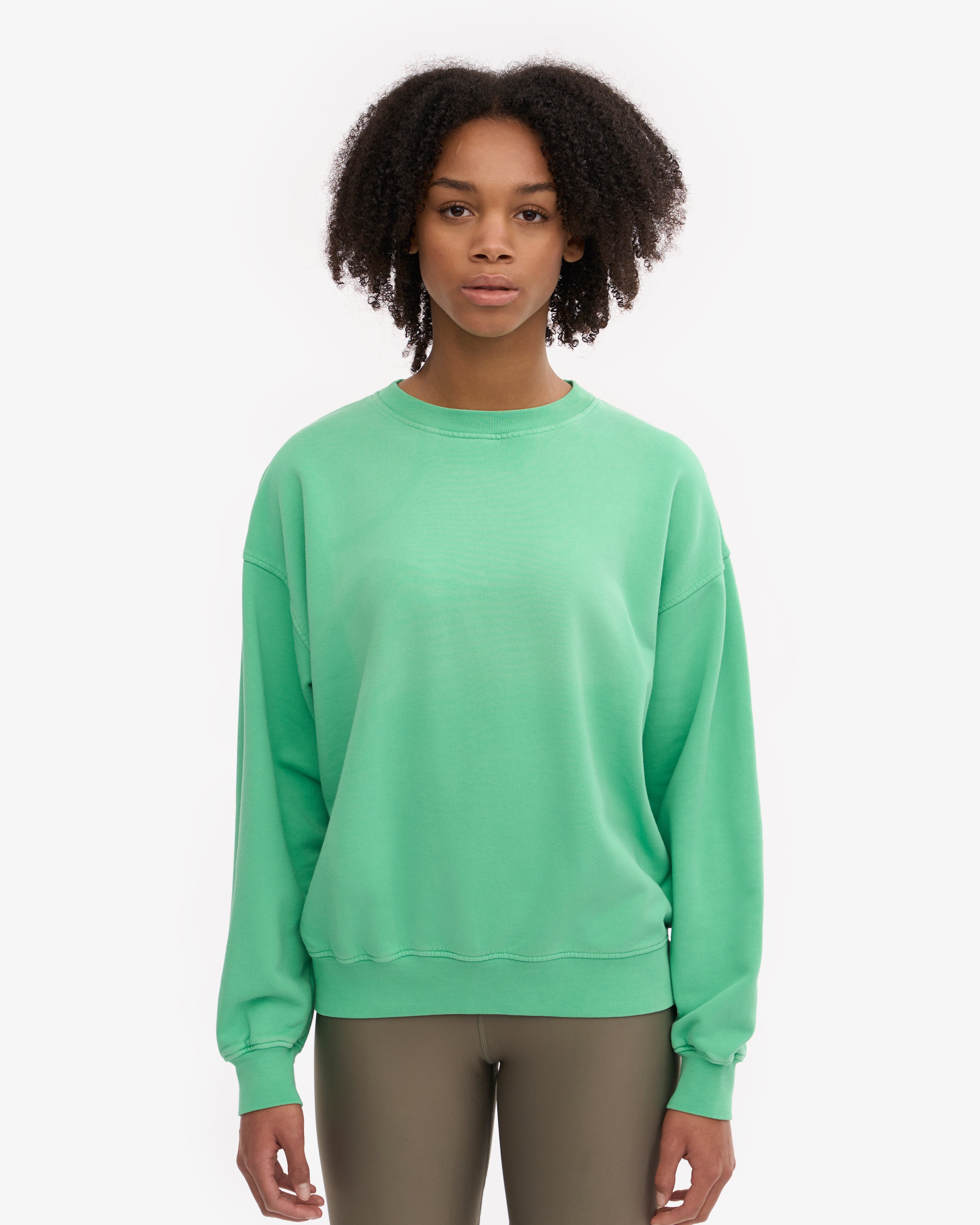 Organic Oversized Crewneck Sweatshirt for Women - Soft & Comfortable Spring Green Pullover - Perfect for Casual Wear, Lounge & Outdoor Activities