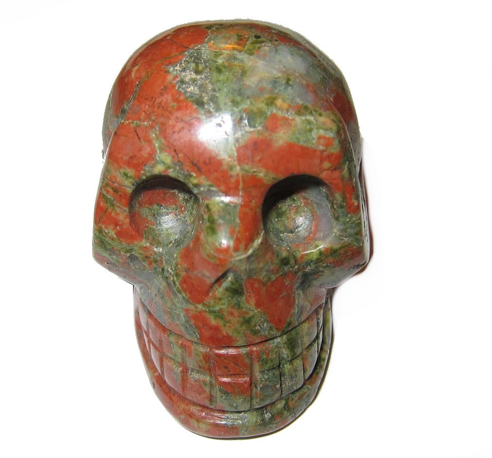 Natural Unakite Crystal Skull Carving for Psychic Communication & Meditation - Healing Stone for Spiritual Growth & Energy Work