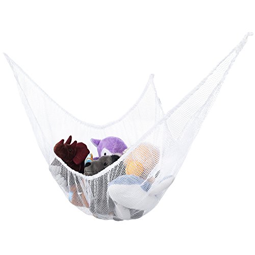 Jumbo 6’ Mesh Stuffed Animal Hammock - Child Safe Corner Wall Organizer for Plush Toys, Pool Toys, Sports Gear, Baby Toys, Bedding & Bath Towels - Perfect for Kids' Rooms, Playrooms & Nursery Storage