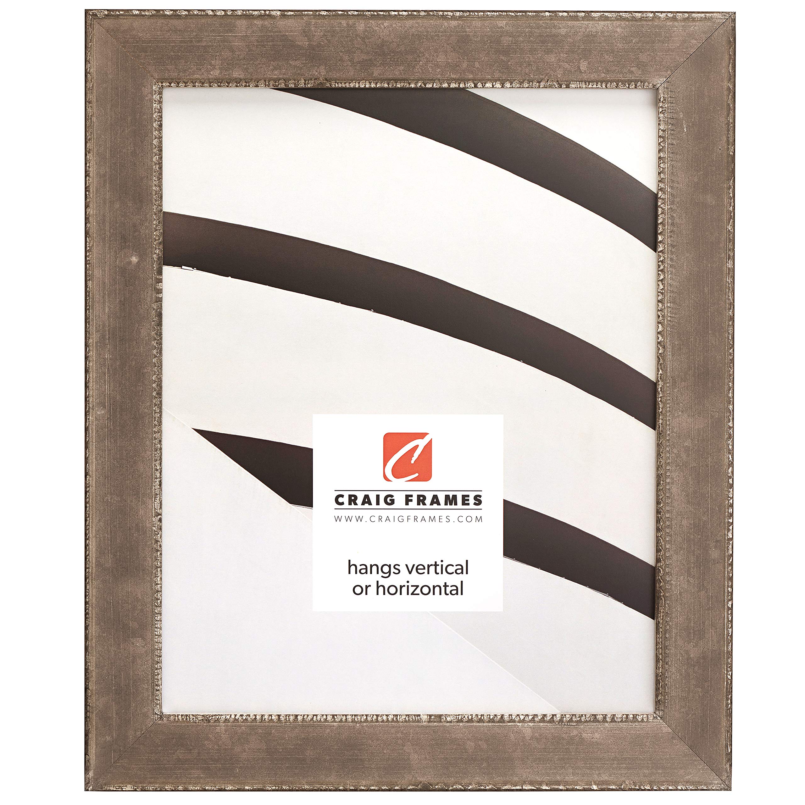 Craig Frames Patina 125 Picture Frame - 10 x 12 Inch Distressed Silver & Black Vintage Style Wall Photo Frame - Perfect for Home Decor, Wedding Photos, and Office Display