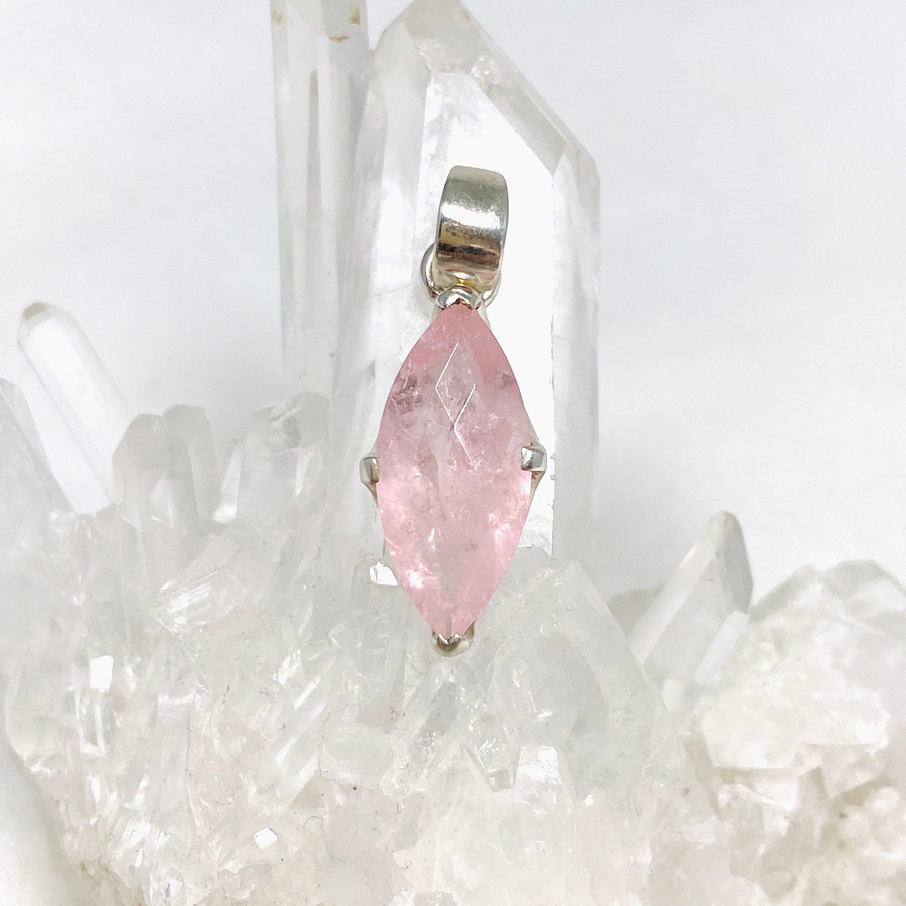 Morganite Faceted Marquise Pendant Necklace PPGJ689 - Elegant Jewelry for Women, Perfect for Weddings, Anniversaries & Special Occasions