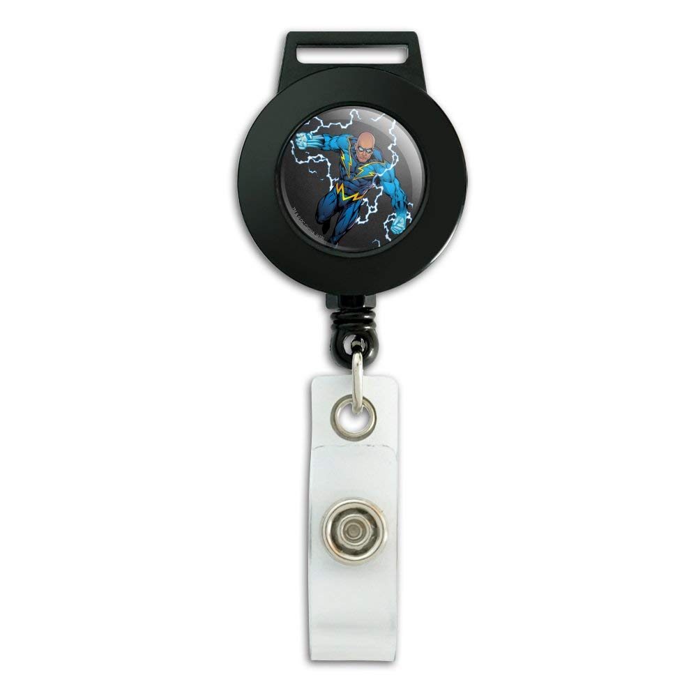 Justice League Black Lightning Retractable Badge Reel with Lanyard - Superhero ID Card Holder for Work, School, and Comic Conventions