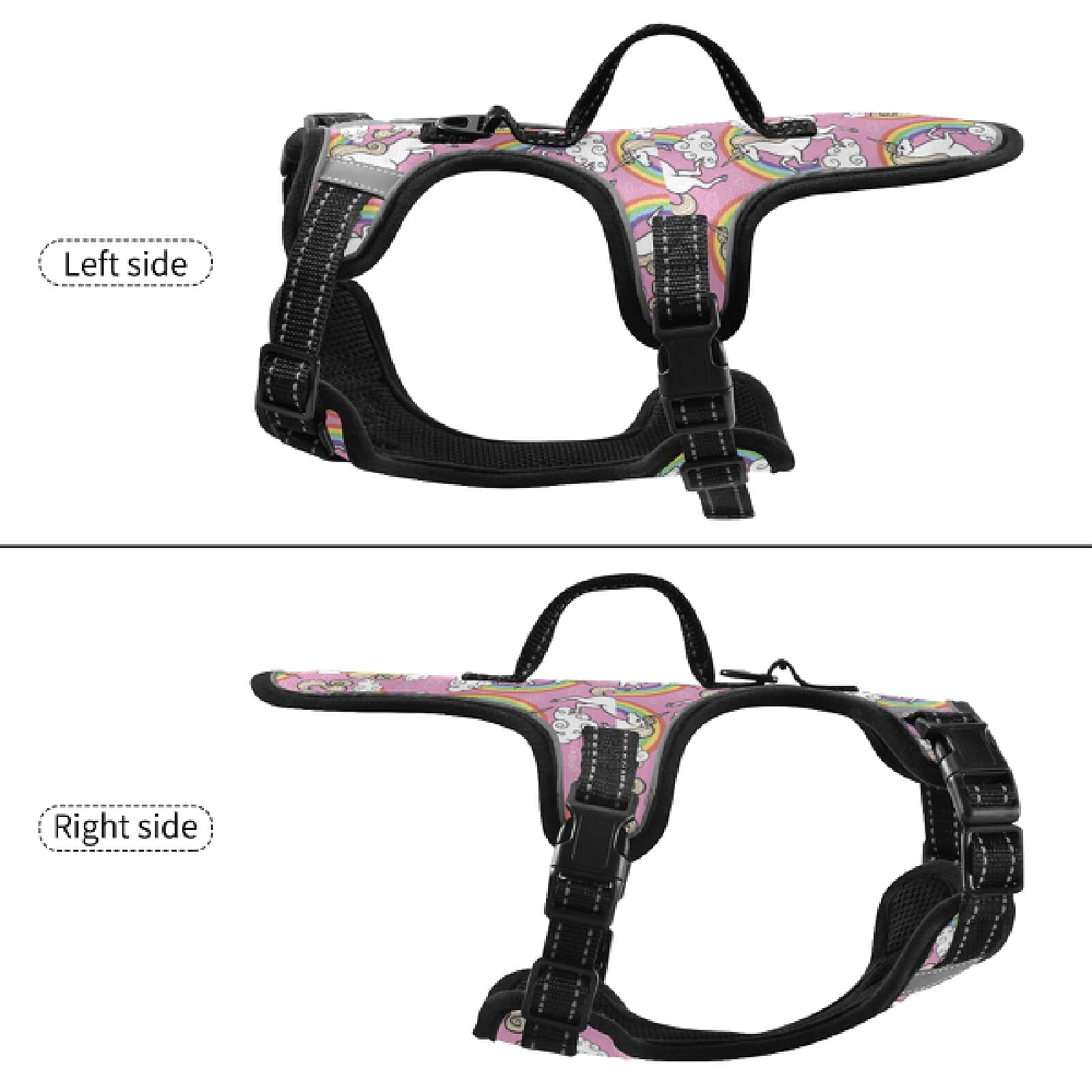 Unicorn Dog Harness No Pull Reflective Vest - Breathable Pet Harness with Nylon Handle for Small & Medium Dogs - Perfect for Night Walks, Outdoor Adventures & Costume Parties