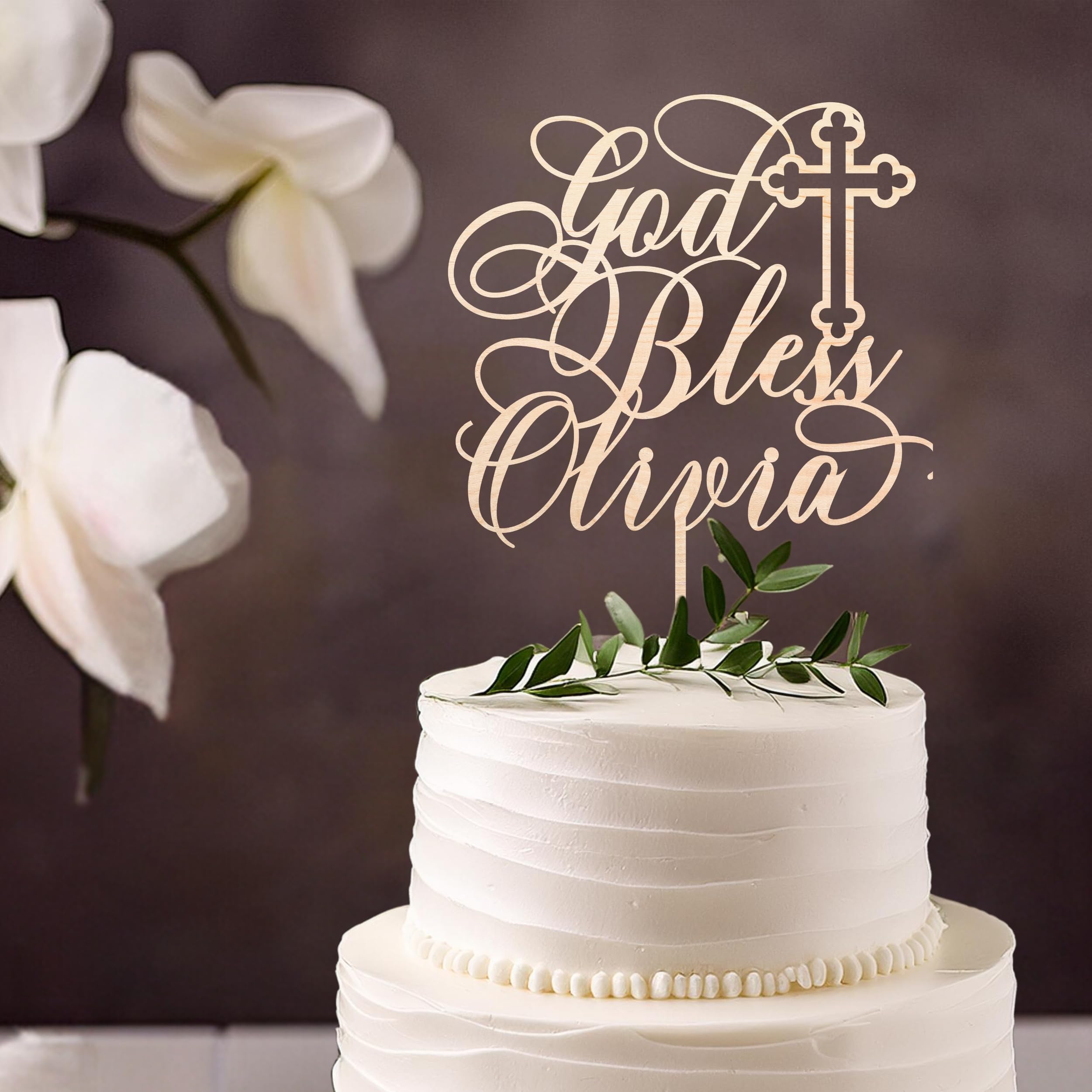 Custom Baptism Cake Topper Personalized with Name - Christening & Communion Cake Decor for Boys & Girls - Perfect for Baptism, First Communion, Baby Shower & Religious Celebrations