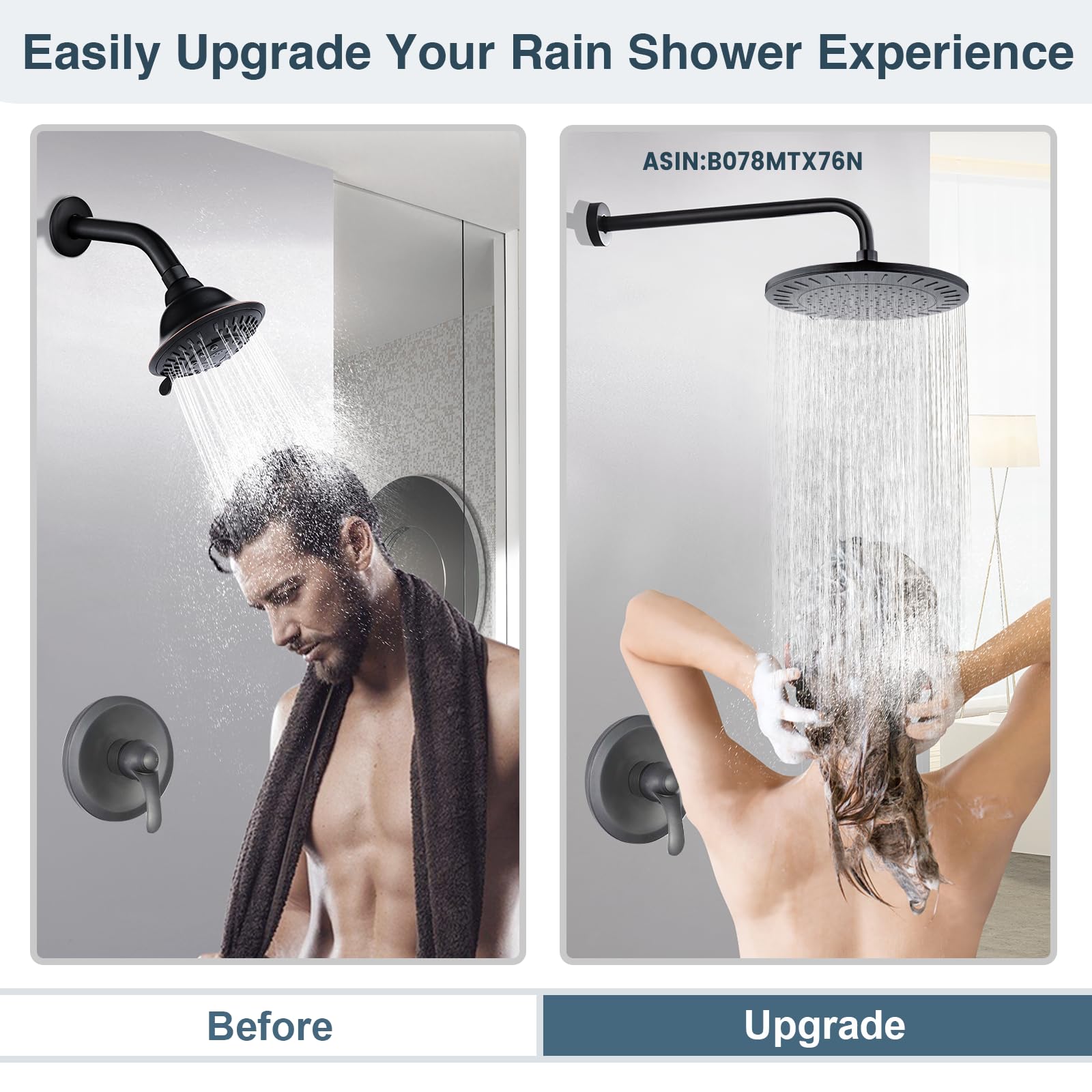 BRIGHT SHOWERS 9 Inch Rain Shower Head System - 3-Function Handheld Shower with High Pressure Rainfall Showerhead in Oil-Rubbed Bronze - Perfect for Spa-Like Bathroom Experience & Luxury Home Renovation