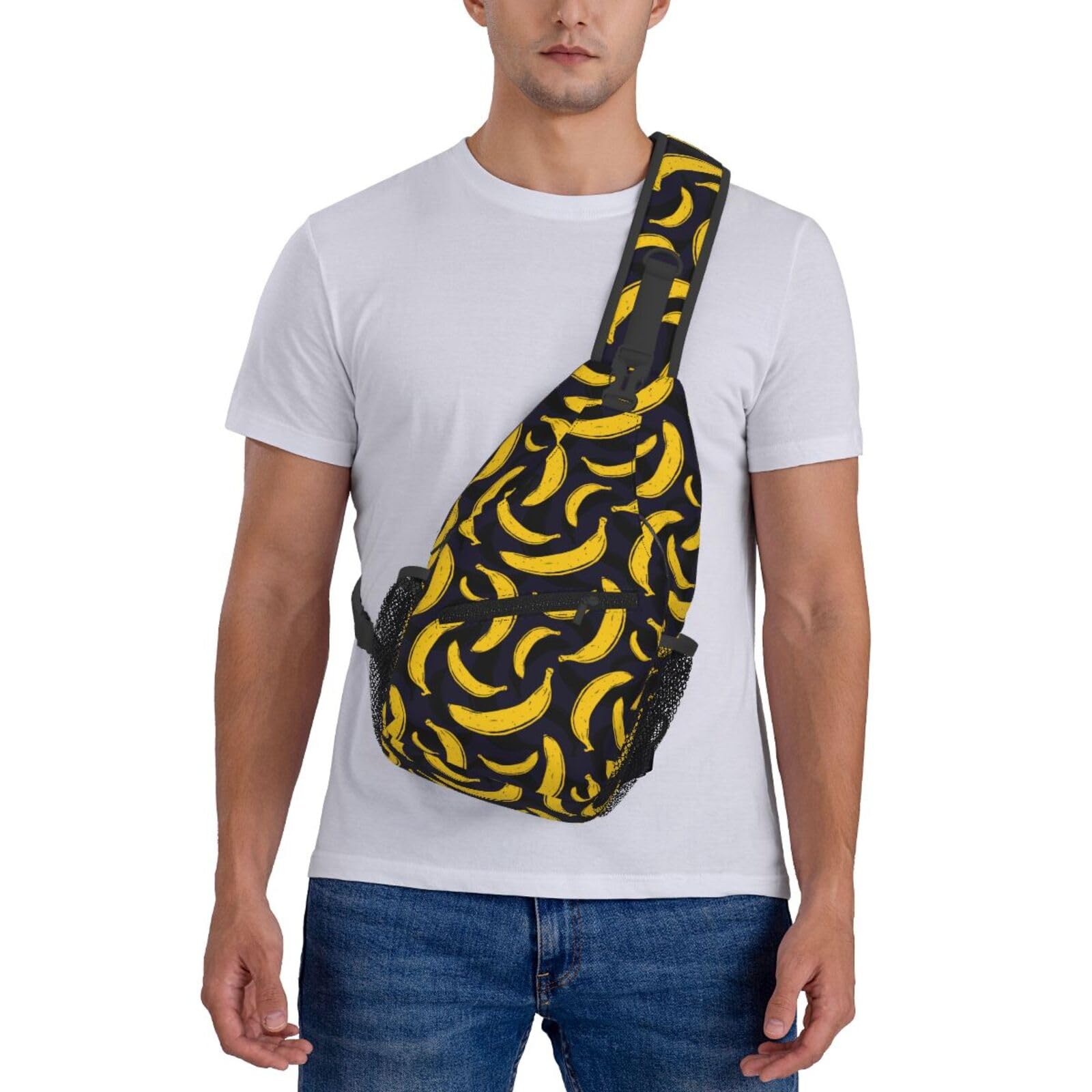 Pop Art Banana Print Sling Bag for Women & Men - Fashion Fruit Design Crossbody Shoulder Backpack - Perfect for Travel, Hiking, Sports & Casual Daily Use