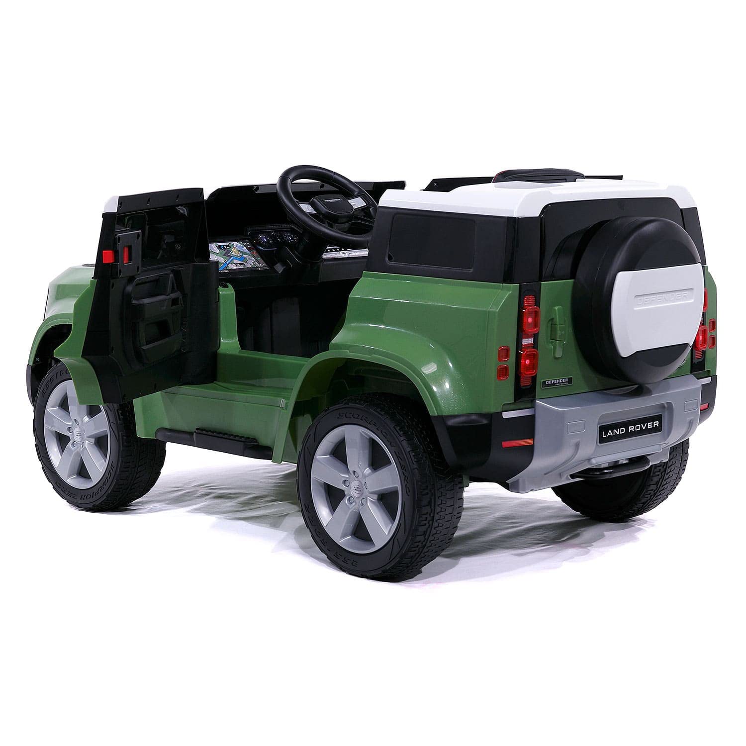 Moderno Kids Land Rover Defender 12V Electric Ride-On Car with Parental Remote Control, MP3/USB Music Player, Leather Seat & LED Lights - Perfect for Outdoor Play, Birthday Gifts & Toddler Adventures
