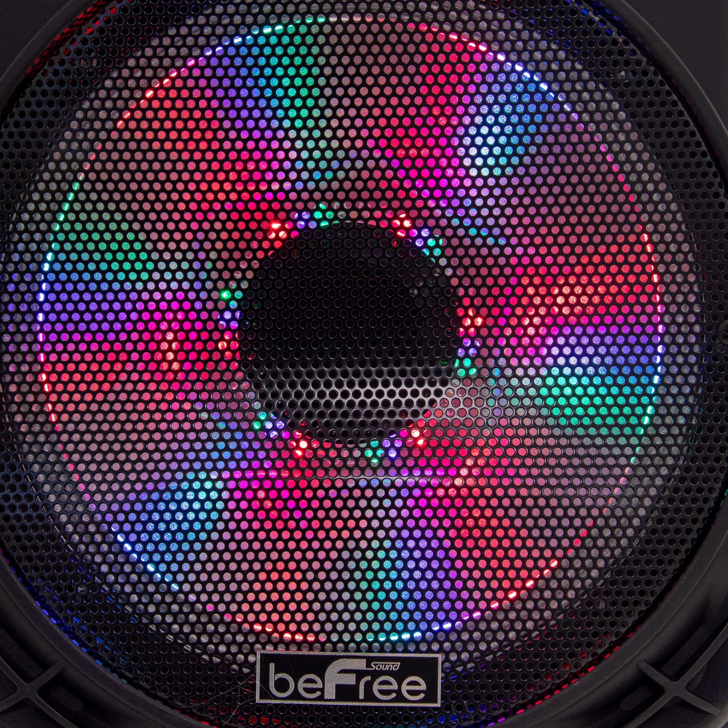 beFree Sound 12 Inch 2500 Watt Bluetooth Portable PA Speaker with LED Lights, USB/MicroSD/AUX/FM Radio - Perfect for Outdoor Parties, Events & DJ Performances (BFS-12, Black)