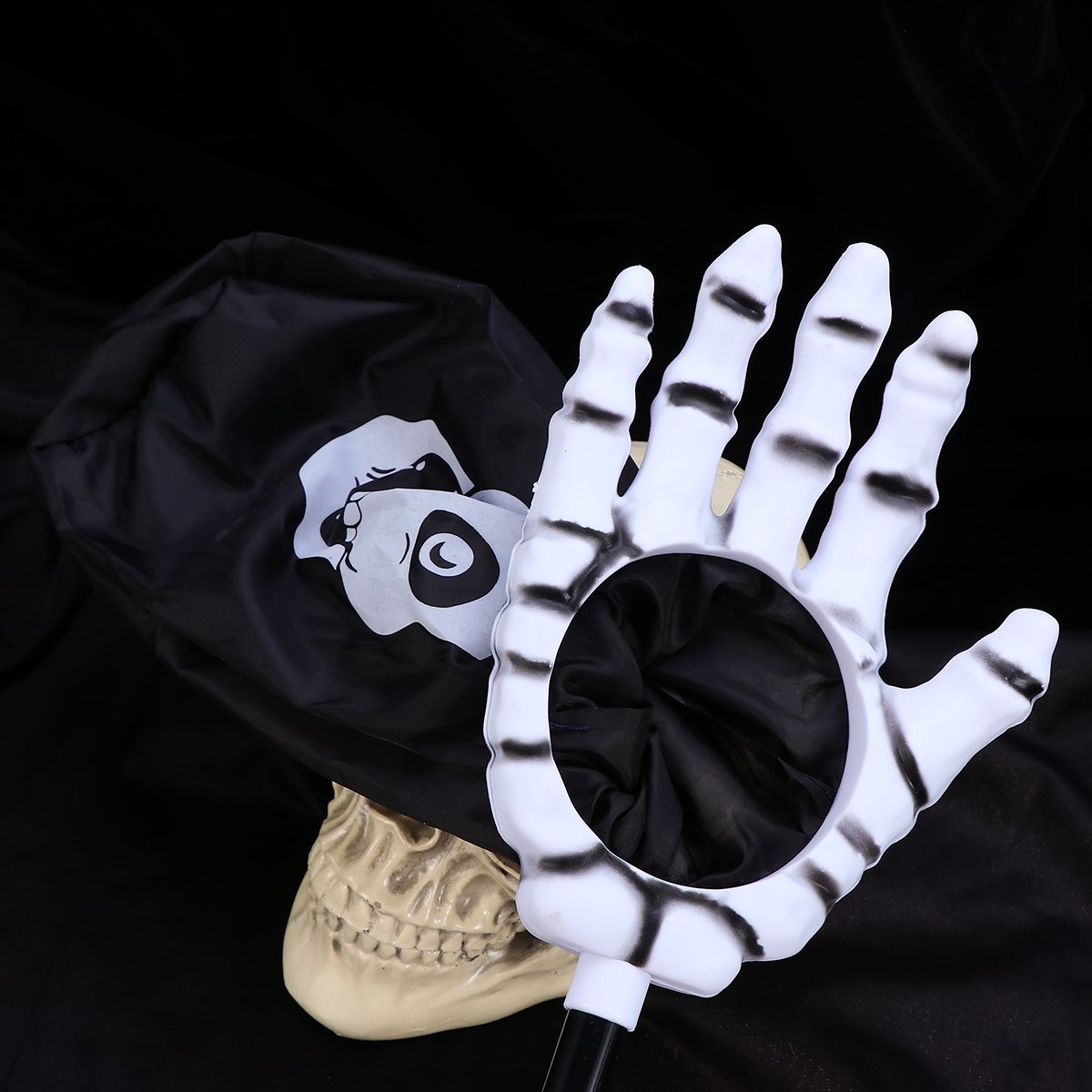 LUOEM Halloween Trick or Treat Bags with Long Handle - Ghost Hand Design Candy Collection Bags for Kids & Adults - Perfect for Halloween Parties, School Events & Neighborhood Trick-or-Treating