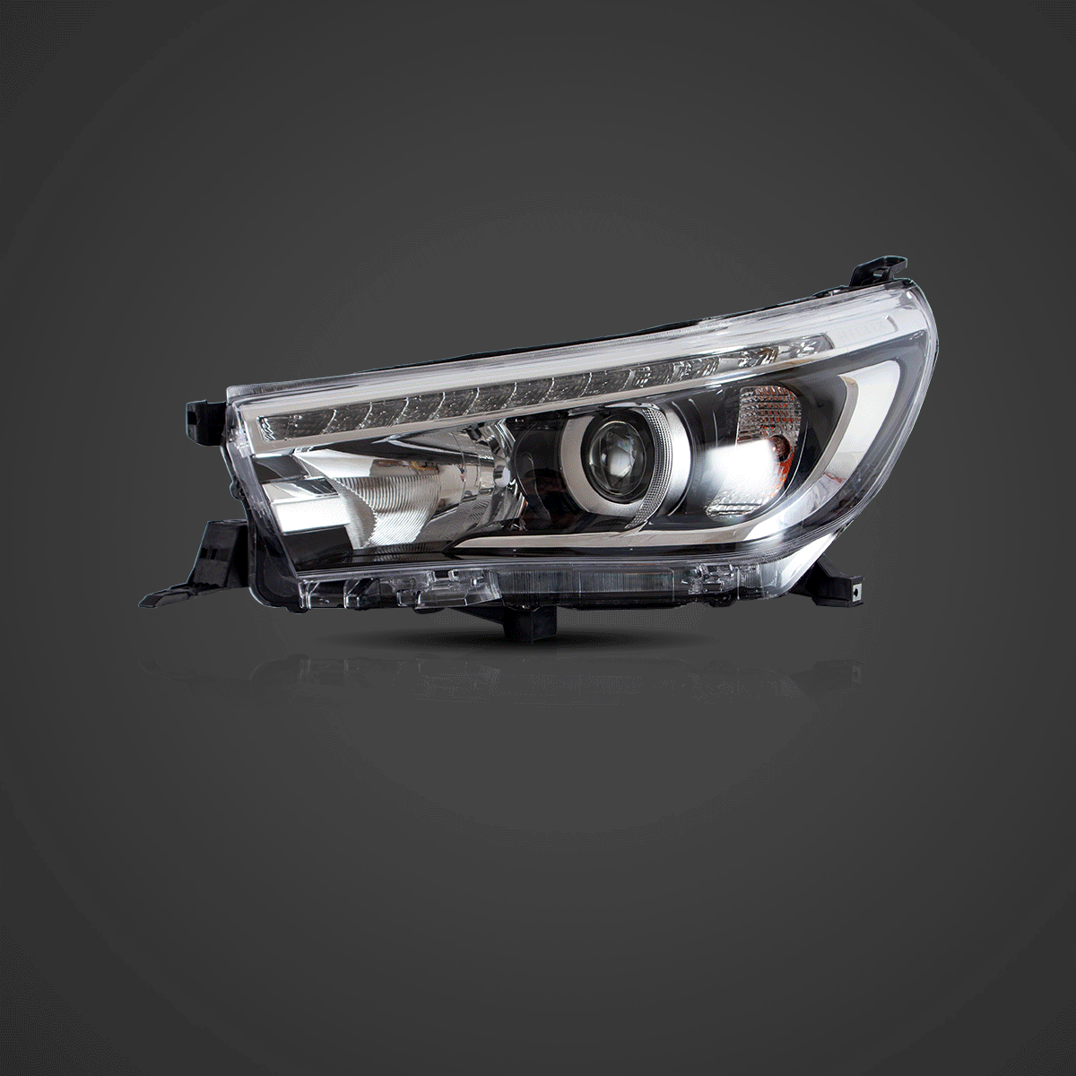 LED Headlight Assembly Dual Beam Projector Black Compatible with 2015-2020 Toyota Hilux SR5 8th Gen (GUN125, GUN126R) Pre-Facelift - Upgrade Your Night Driving Safety & Style