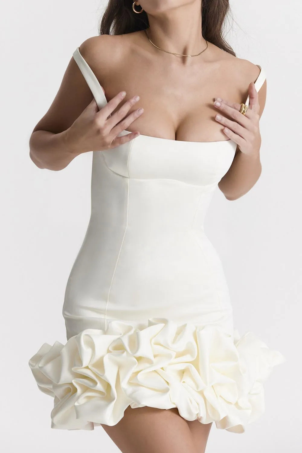 Elegant Ruched Square Neck Sleeveless Mini Dress for Women - Perfect for Summer Parties, Date Nights & Cocktail Events