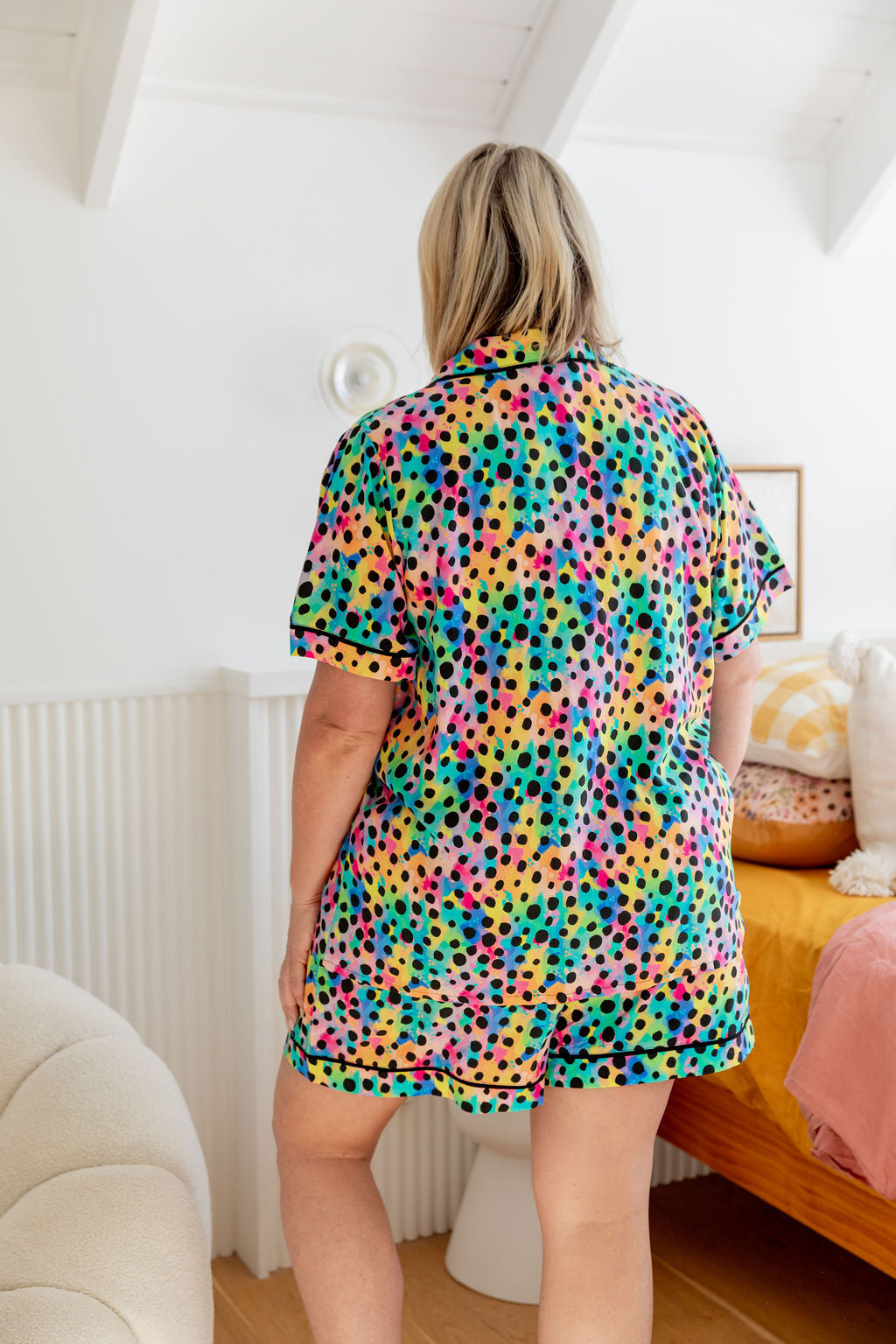 Kasey Rainbow Sundown SS Shirt & Short Sleepwear Set - Cheetah Print Pajamas for Women | Cozy Lounge Wear for Sleepovers & Relaxing at Home