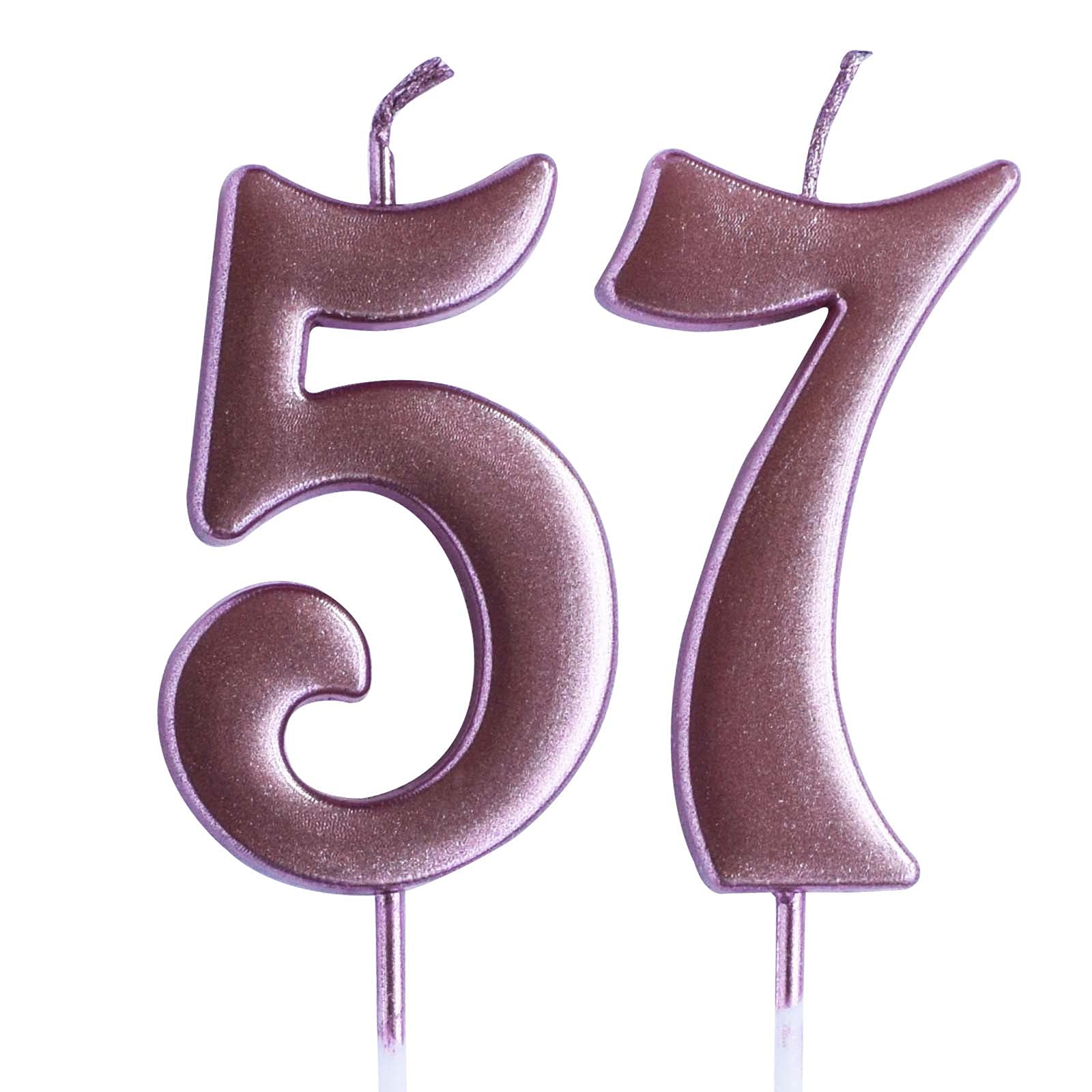 57th Birthday Rose Candle - Number 57 Cake Topper for Women & Men - Elegant Party Decorations - Perfect for Birthday Cakes, Anniversary Celebrations & Special Occasions